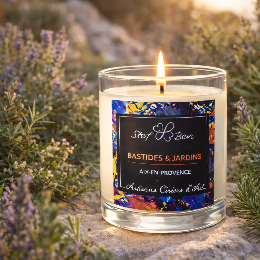 Bougie parfumée HERBES DE GARRIGUE, coulée à la main par des ciriers d'art