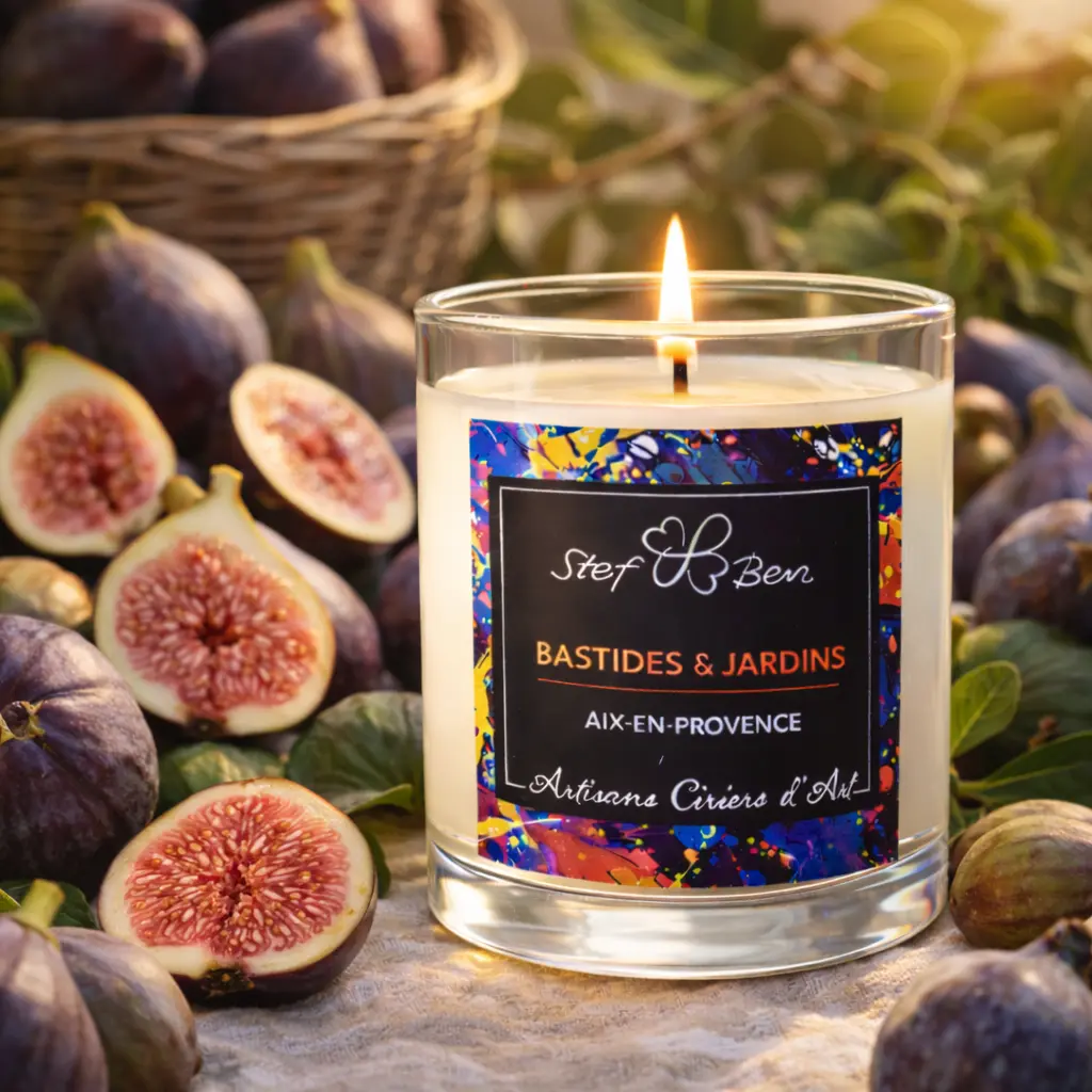 Bougie parfumée CUEILLETTE DE FIGUES, coulée à la main par des ciriers d'art