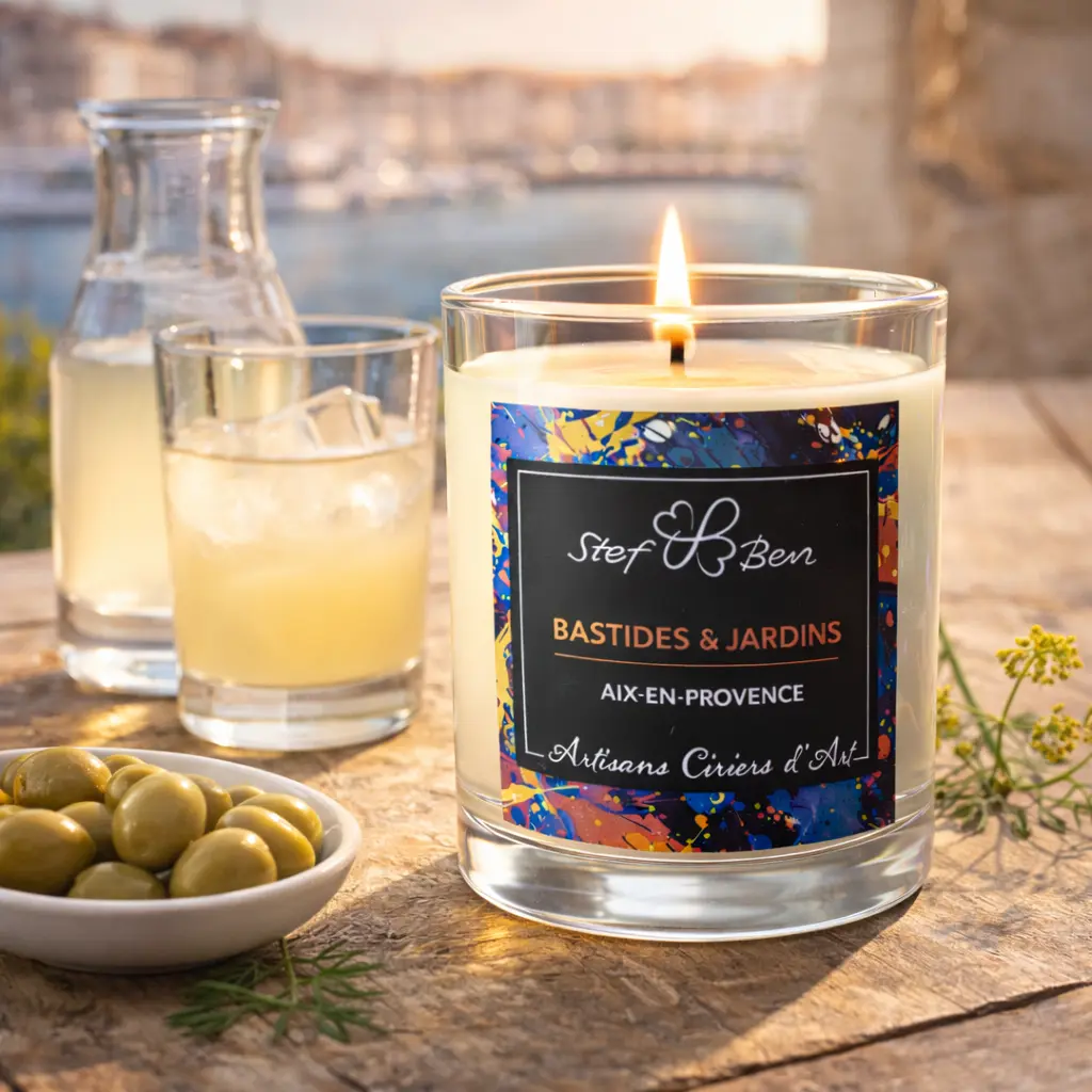 Bougie parfumée PASTIS DE MARSEILLE, coulée à la main par des ciriers d'art
