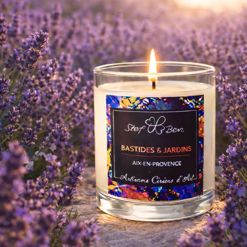 Bougie parfumée LAVANDE DE PROVENCE, coulée à la main par des ciriers d'art