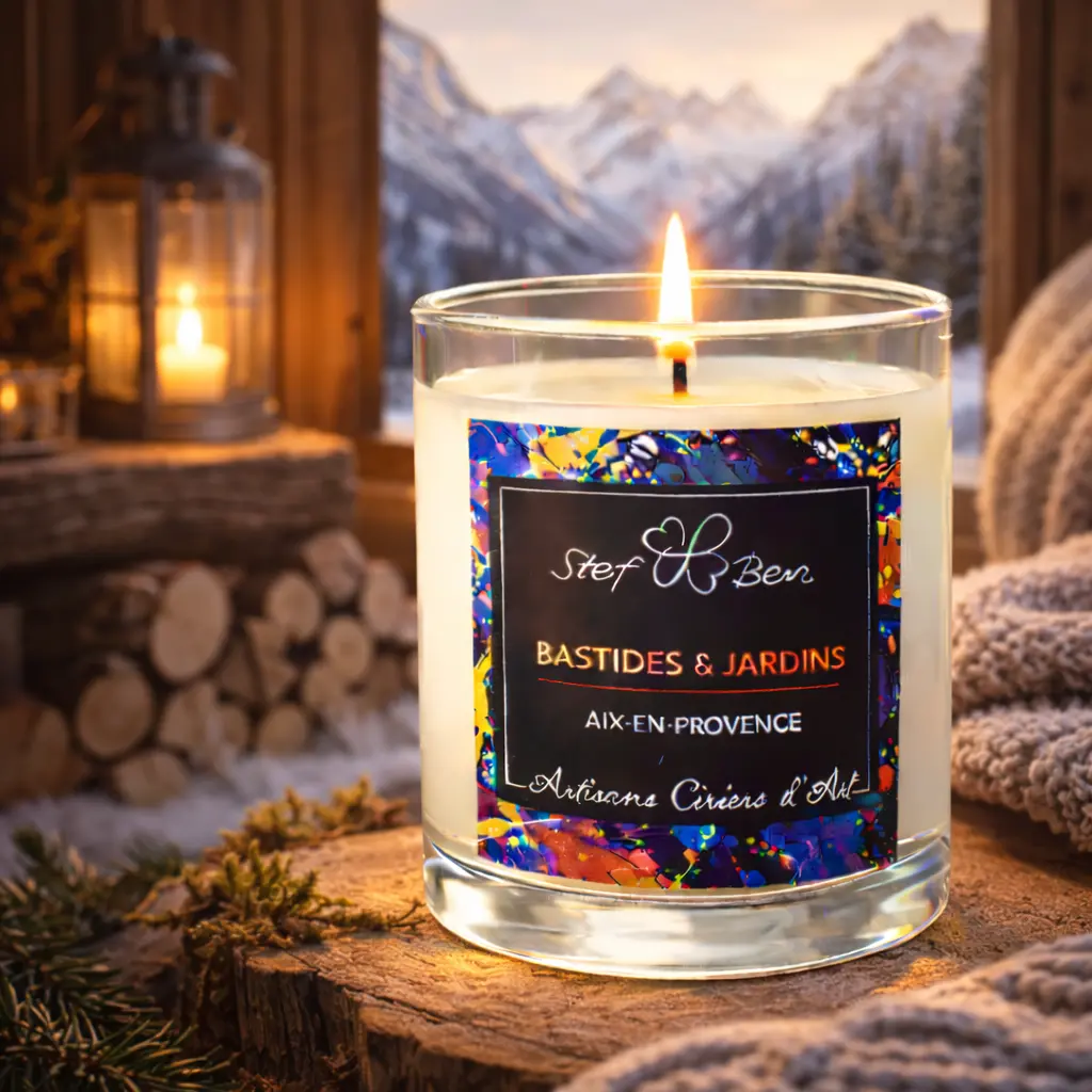 Bougie parfumée ESPRIT DES SOMMETS, coulée à la main par des ciriers d'art