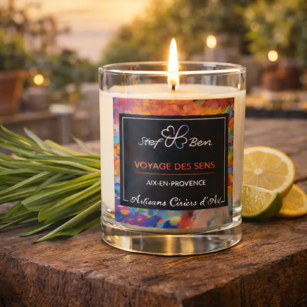 Bougie parfumée CITRONNELLE, coulée à la main par des ciriers d'art