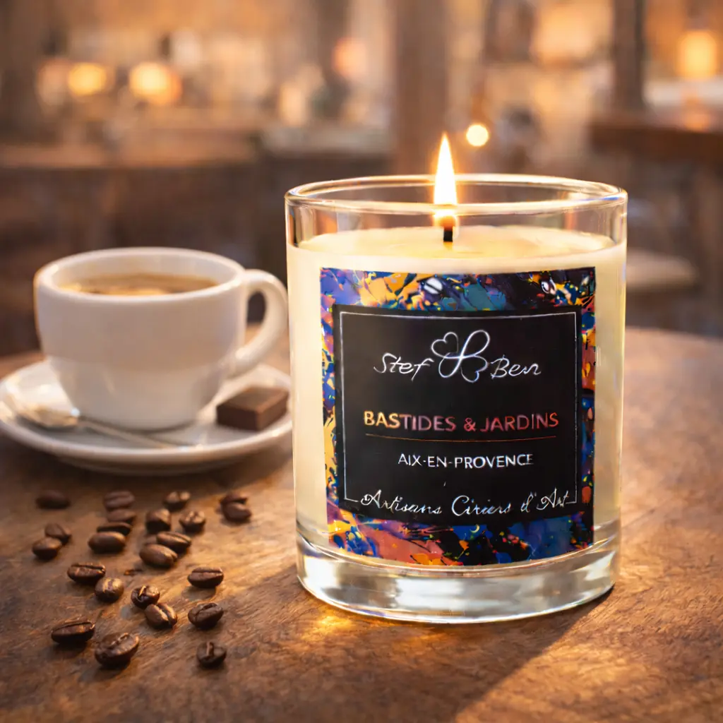 Bougie parfumée PAUSE CAFÉ, coulée à la main par des ciriers d'art