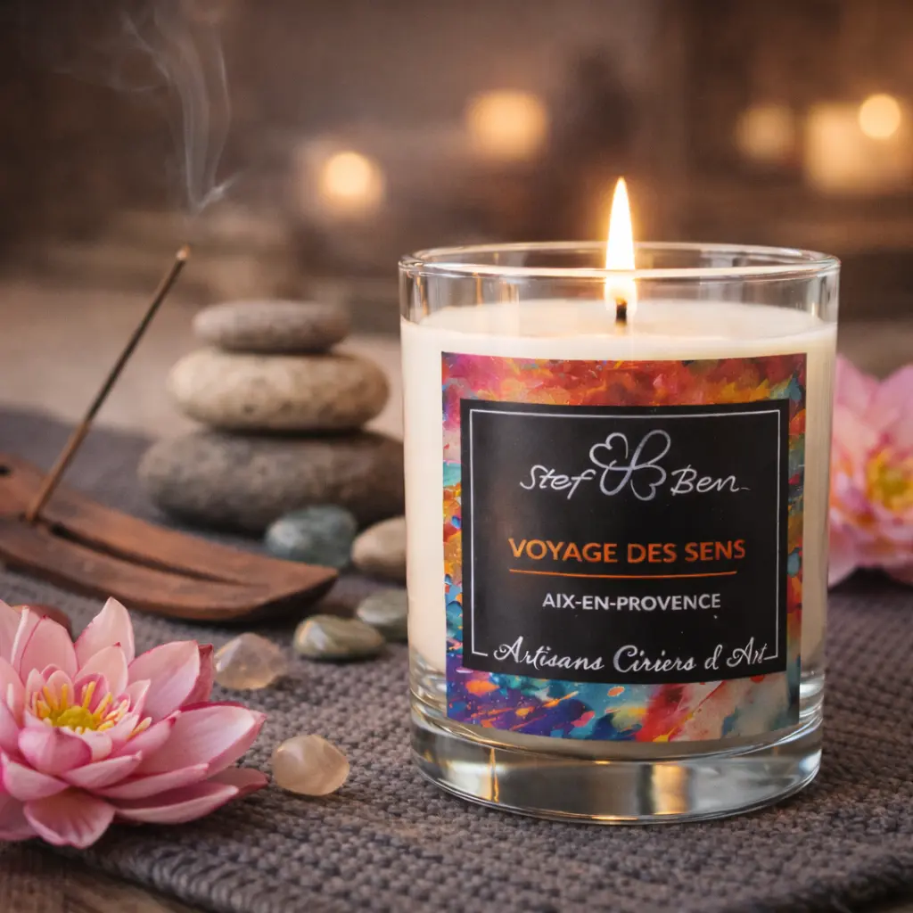 Bougie parfumée NAMASTÉ, coulée à la main par des ciriers d'art