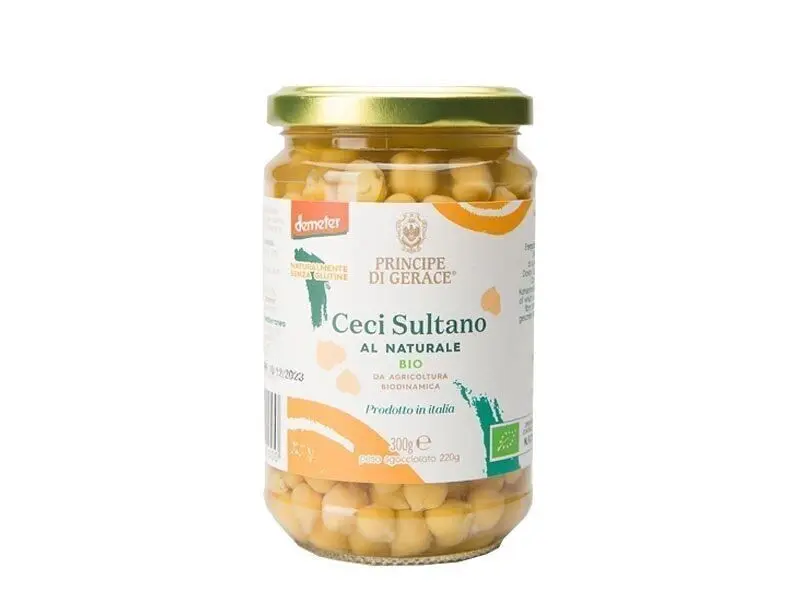 Naturally boiled Sultan chickpeas 100% ITALIAN 300 gr from gluten-free biodynamic agriculture