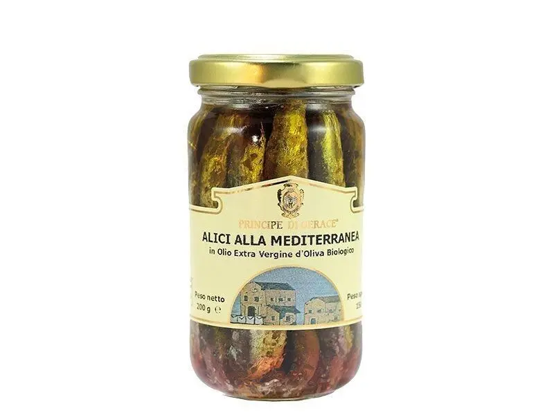 Mediterranean-style anchovies - in organic extra virgin olive oil, 200g