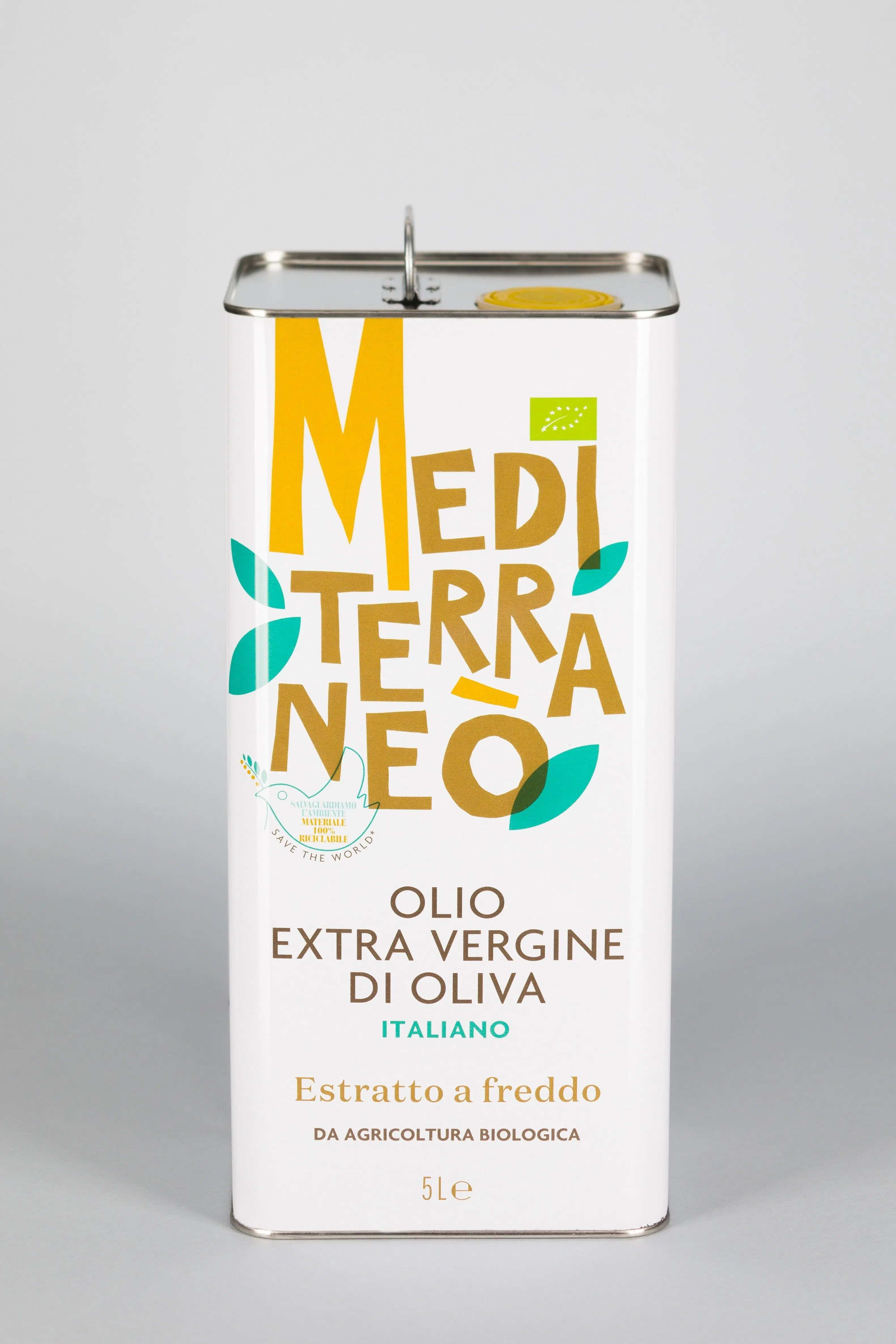 100% ITALIAN ORGANIC Extra Virgin Olive Oil Mediterraneò 5 l
