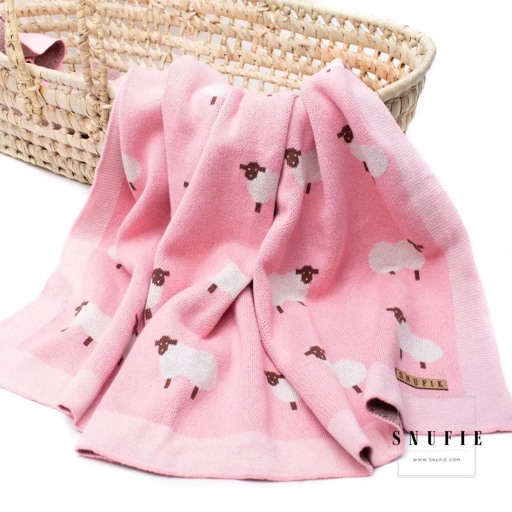 Snufie babydeken 100% bambù katoen extra zacht 100x80cm | Pluisvrije deken | Custodia per bambini premium | Schaap Roze