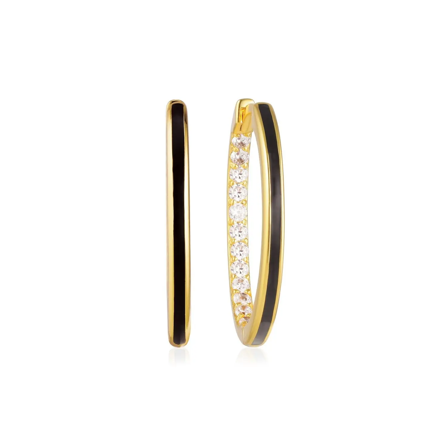 Large Black Enamel Hoop Earrings