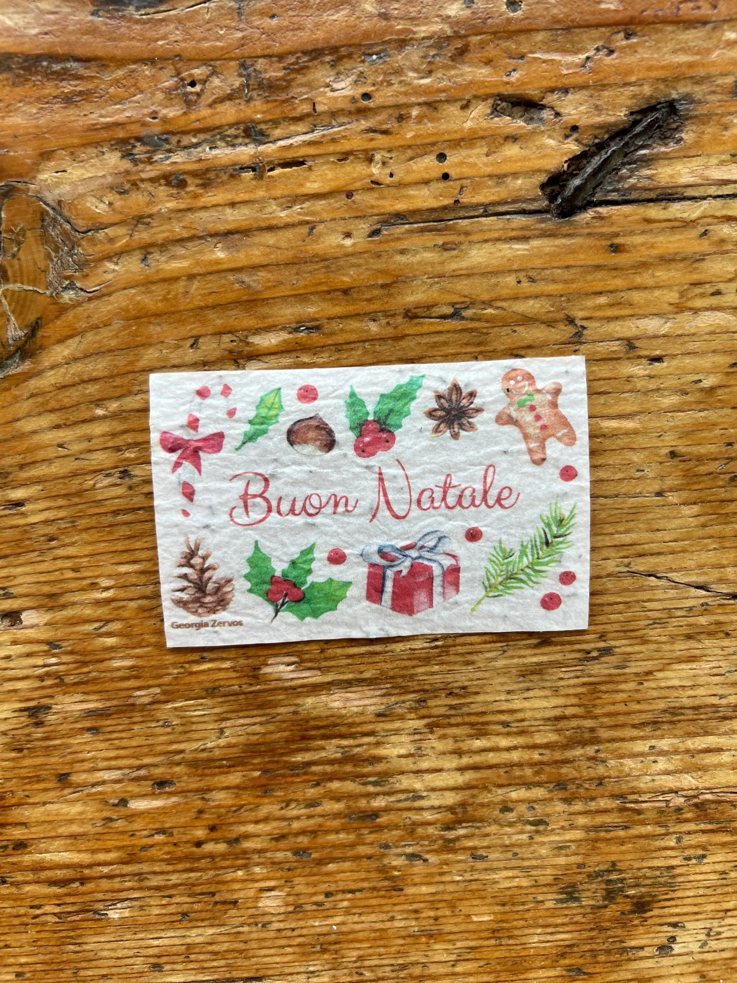 Mini seeded card to plant / Happy Holidays / in Italian per 50