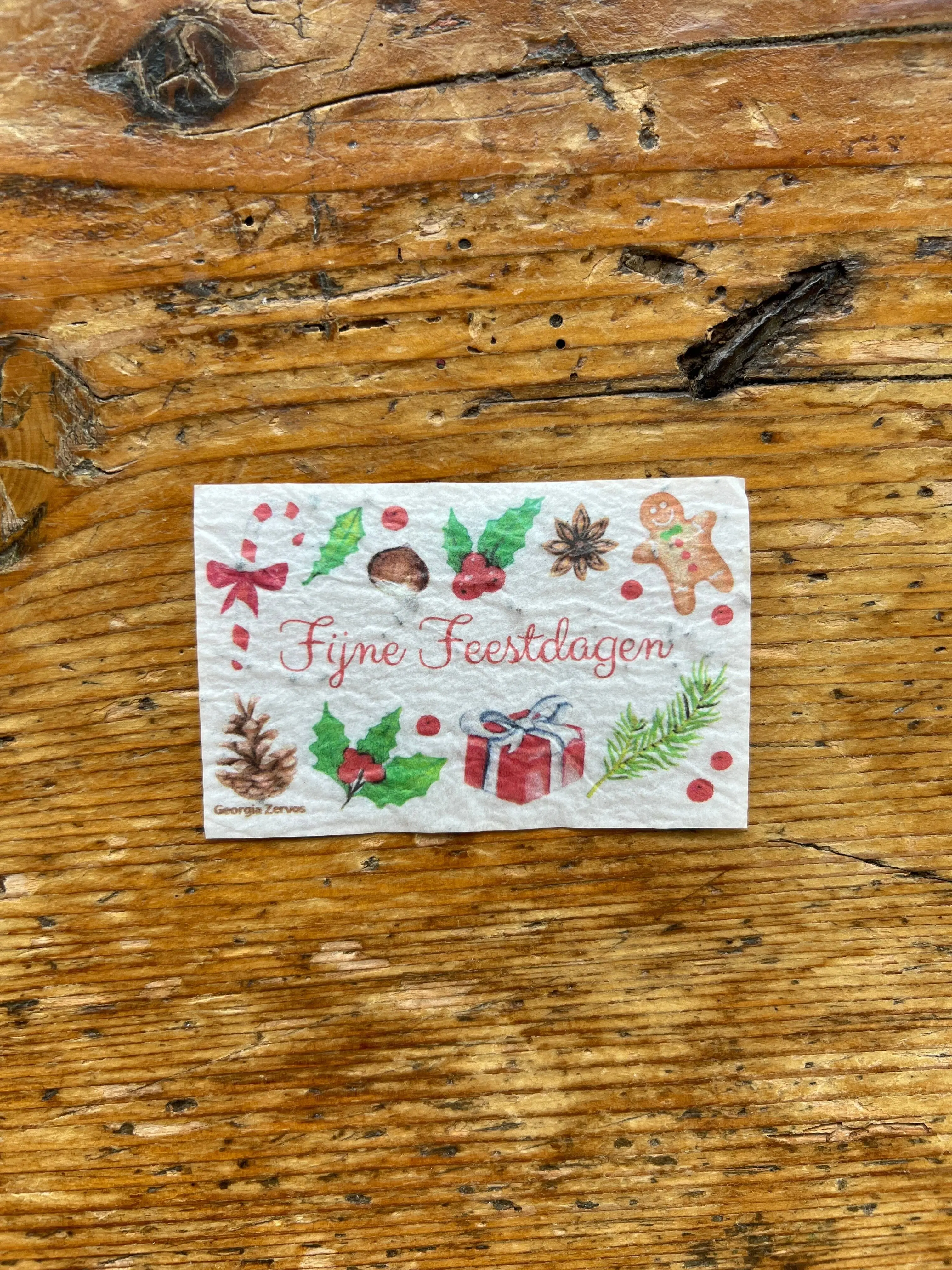 Mini seeded card to plant / Happy Holidays / in Dutch by 50