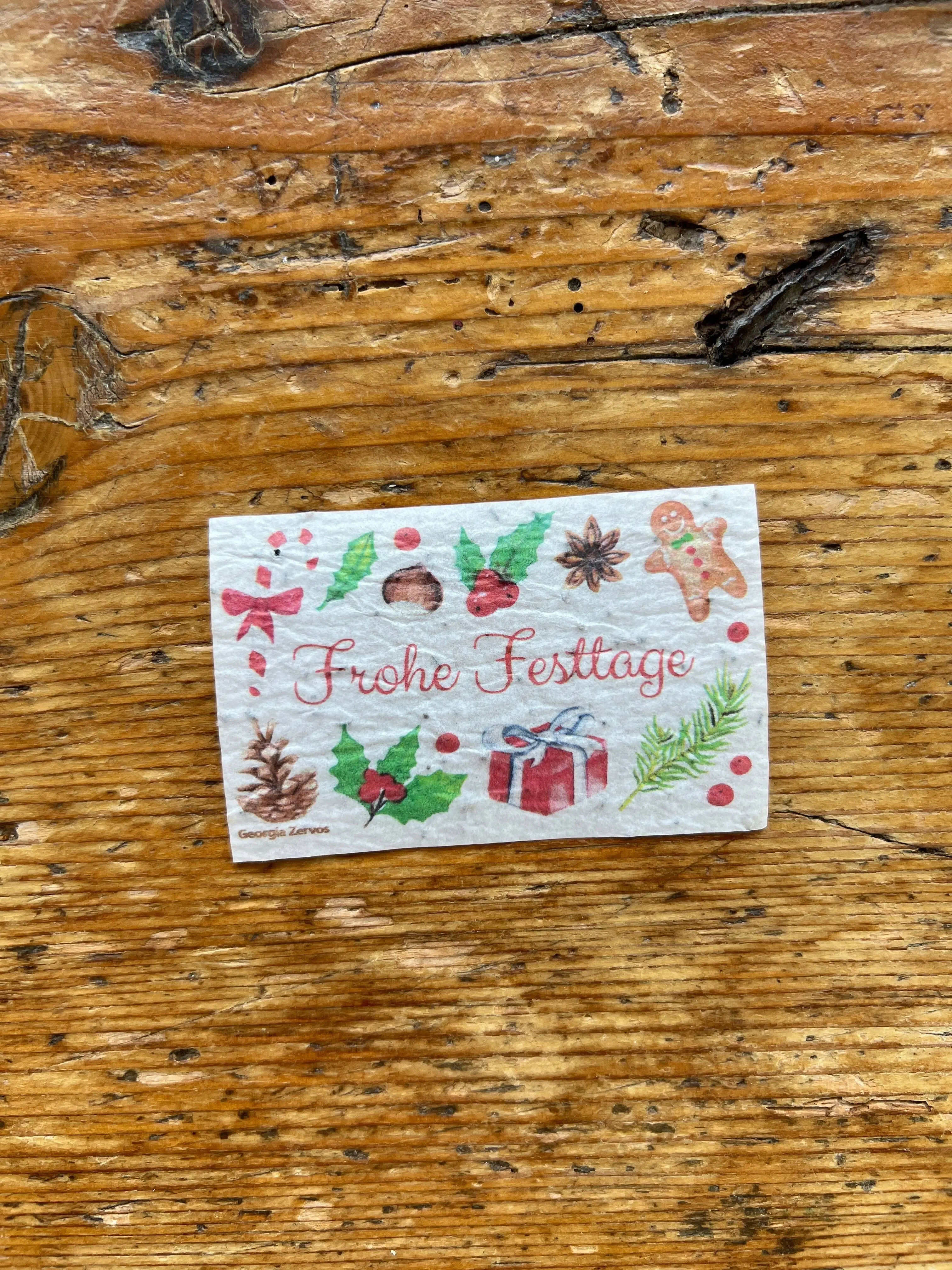 Mini seeded card to plant Happy Holidays / in German per 50