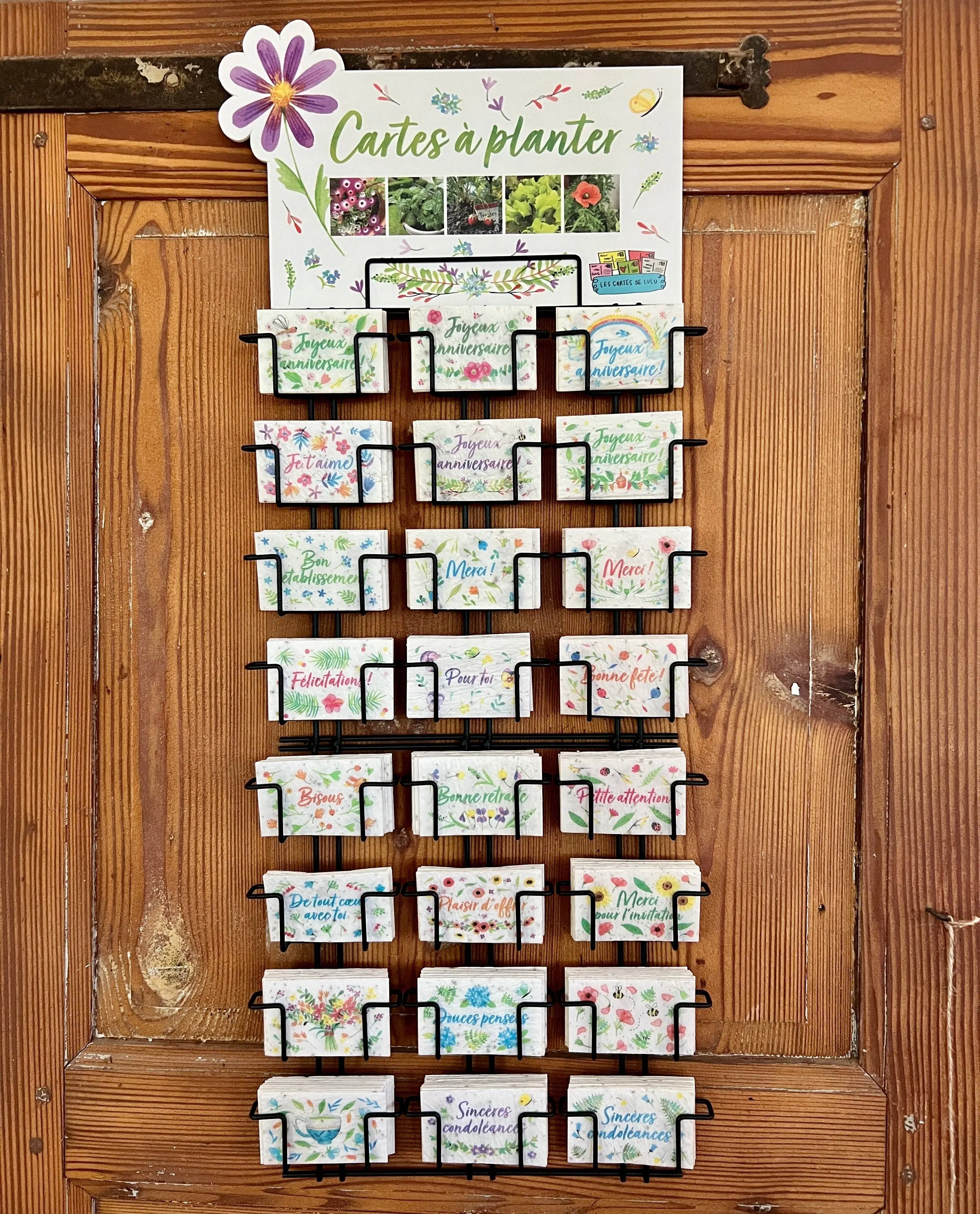 Mini seeded cards to plant and its wall support