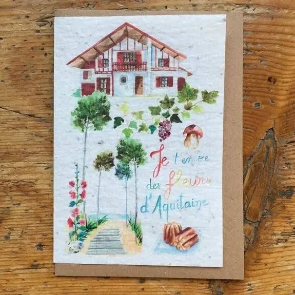 Aquitaine seeded greeting card to plant in pack of 1 x 5