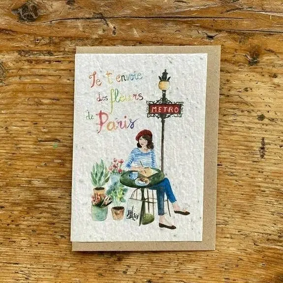 Paris Seeded Plantable Greeting Card in Pack of 1 x 5