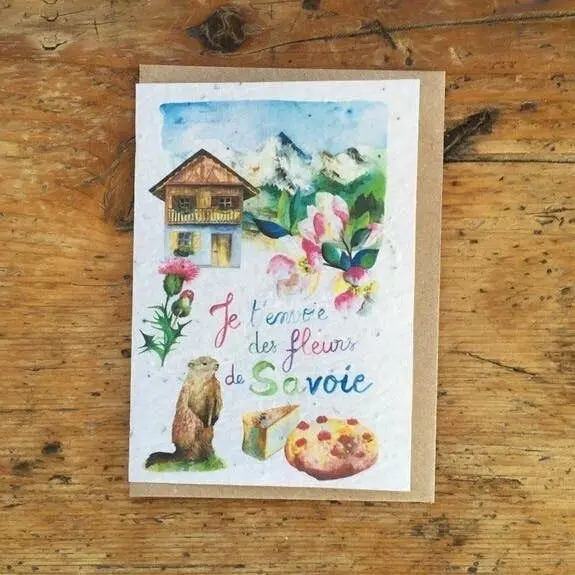 Seeded greeting card to plant Savoie in batch of 1 x 5