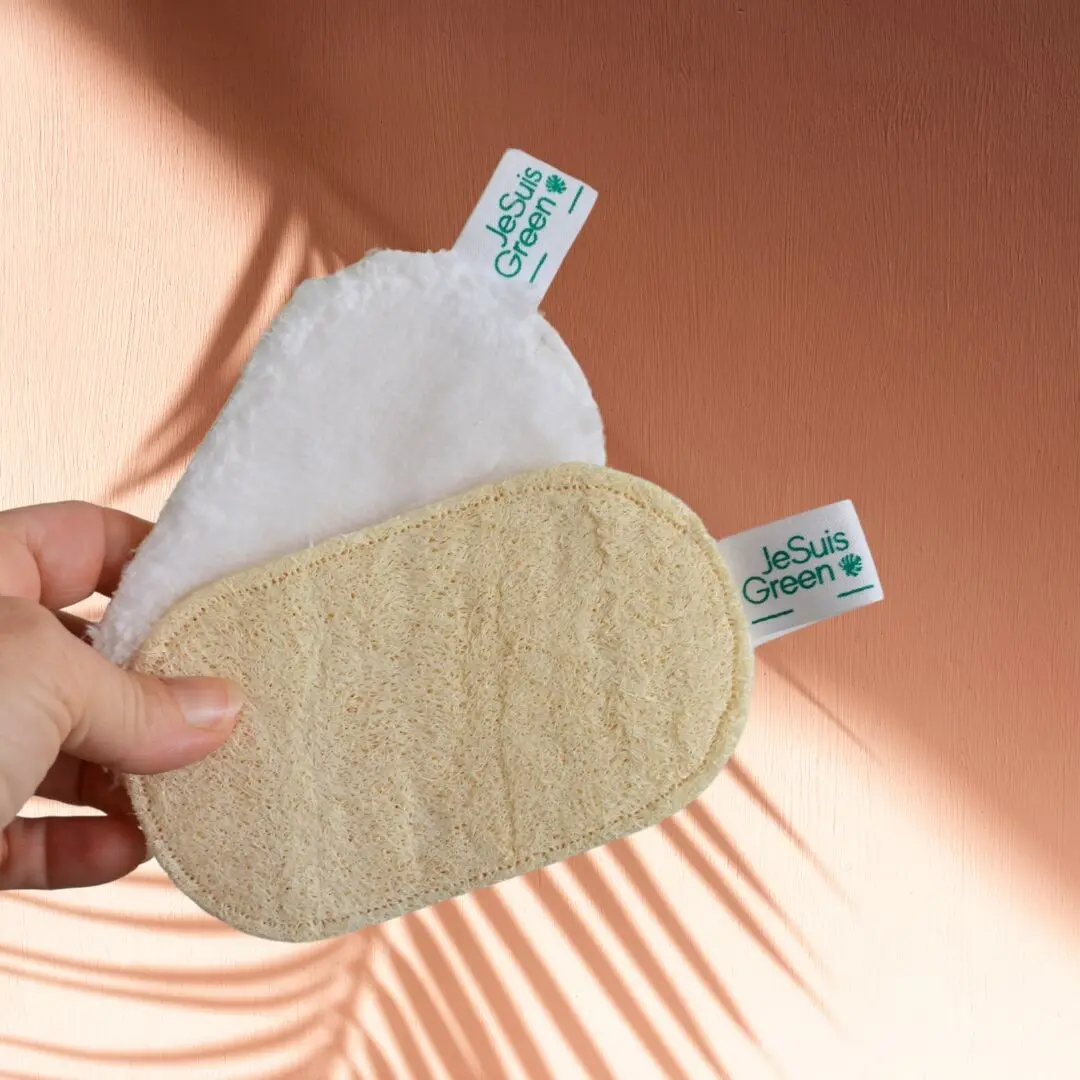 Ecological bamboo Luffa sponge one soft side one scratching side - made in France