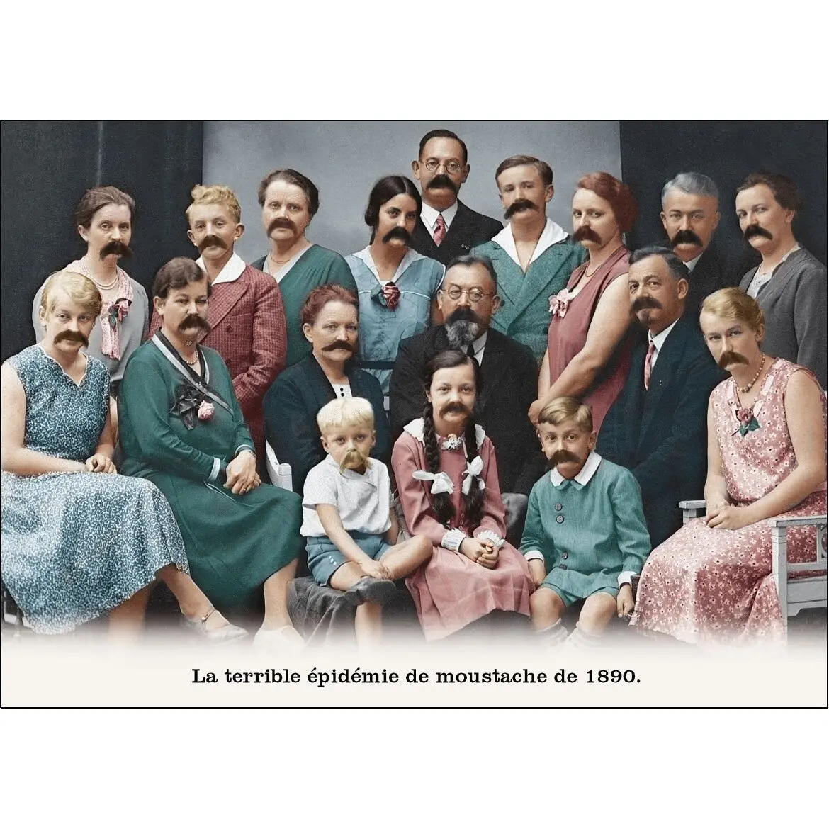 Postcard - The terrible mustache epidemic of 1890.