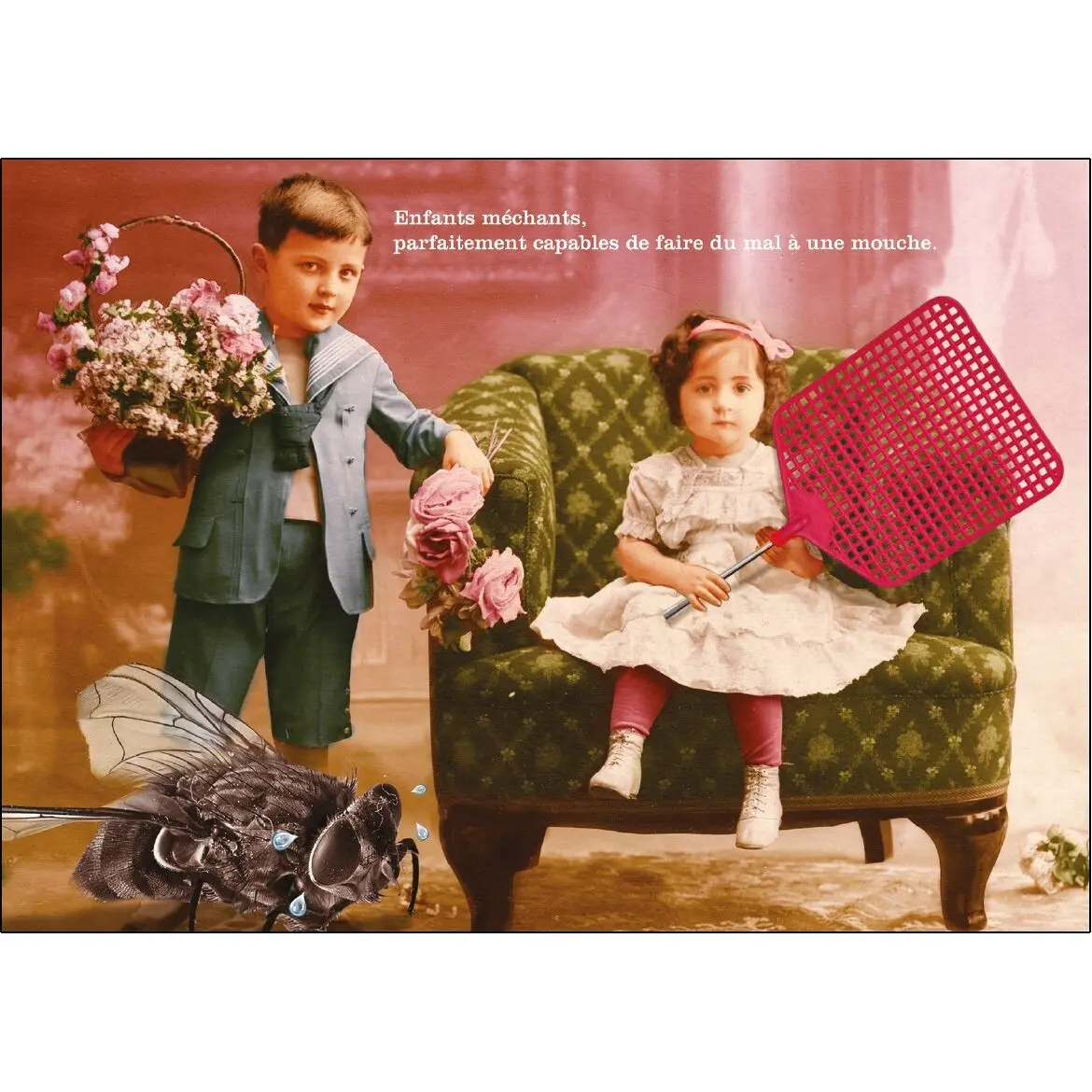 Postcard - Naughty children, perfectly capable of harming a fly.