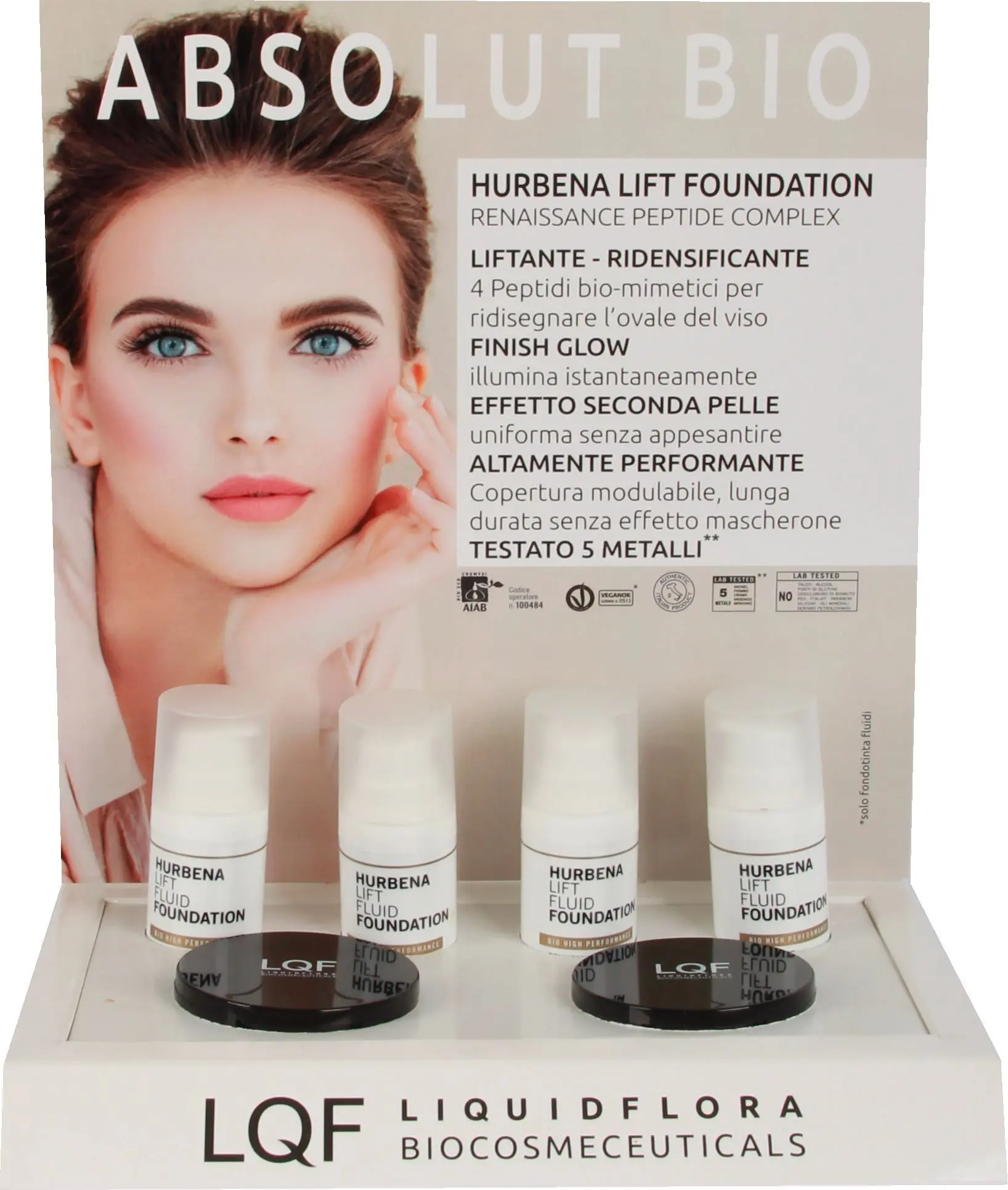 LIFT FOUNDATION MAKEUP DISPLAY WITH 24 PRODUCTS