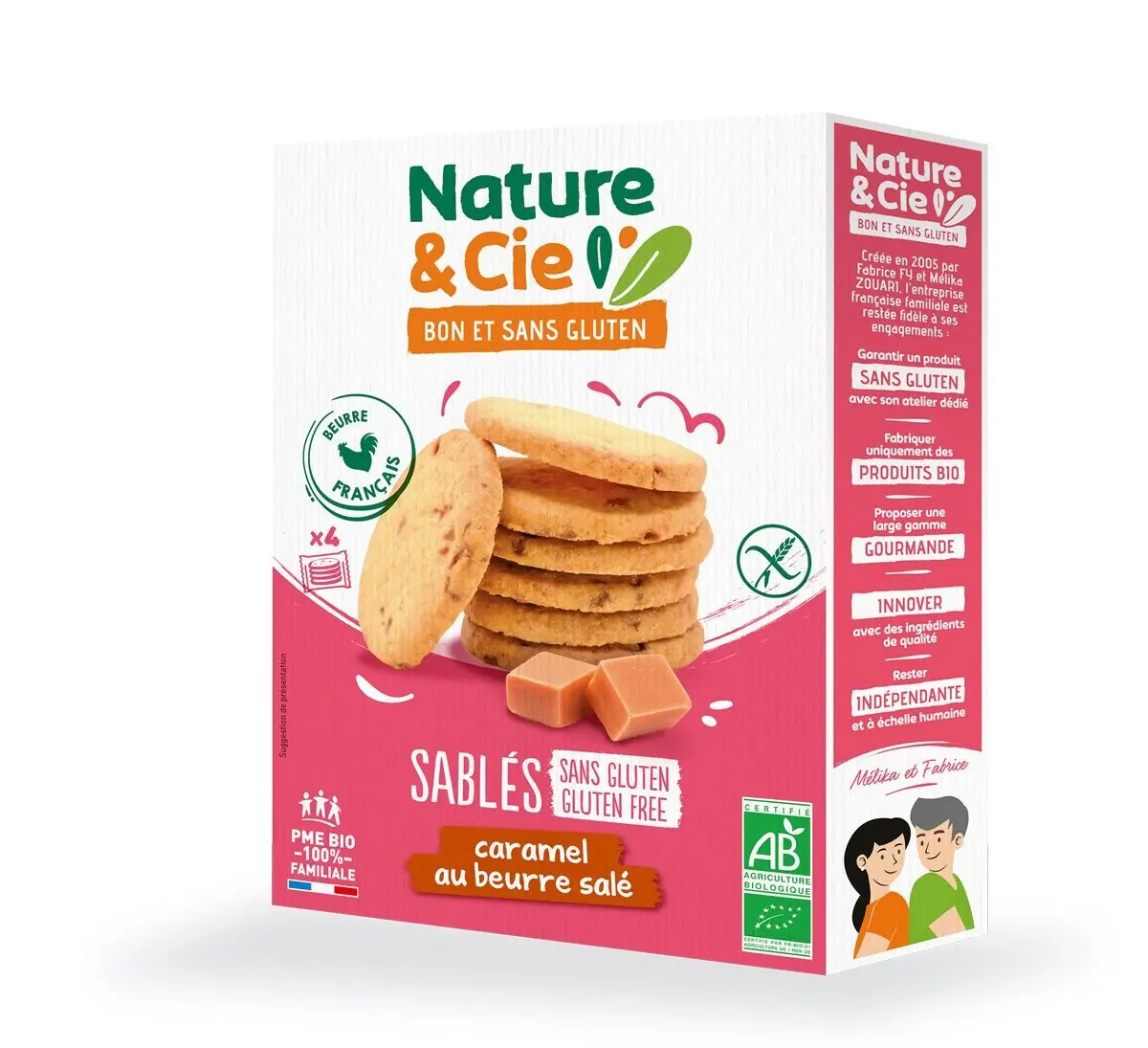 Organic and gluten-free salted butter caramel shortbread biscuits from Nature & Cie