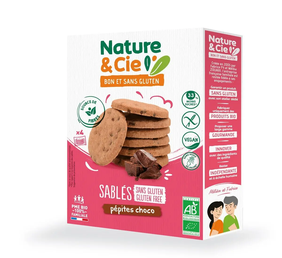 Organic and gluten-free Nature & Cie chocolate chip shortbread cookies