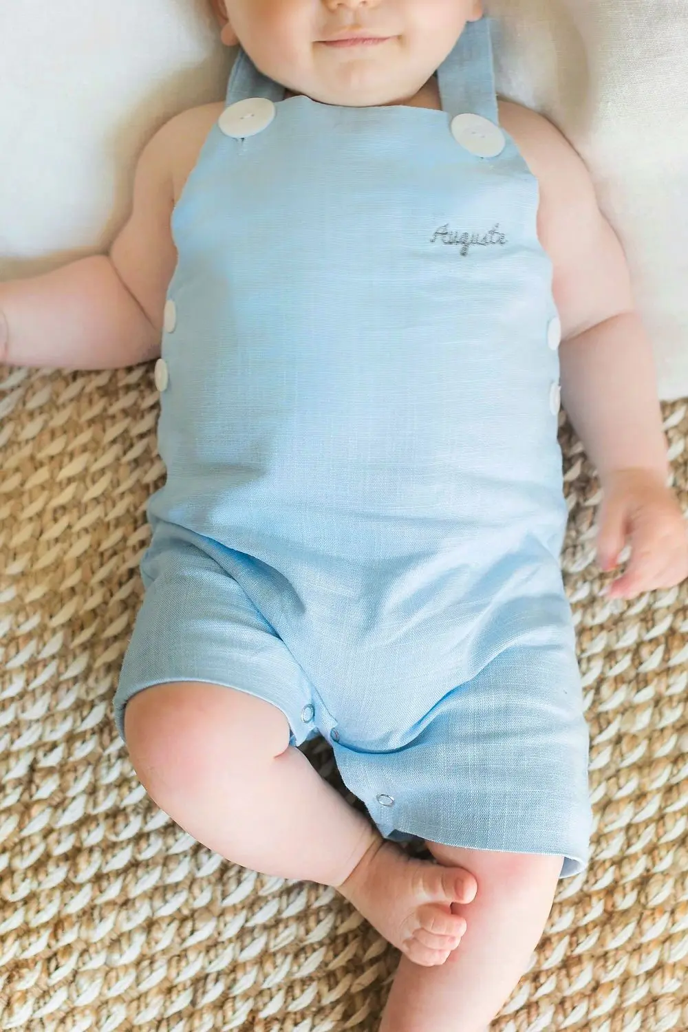 Der Favorit, Leinenoverall, himmelblau