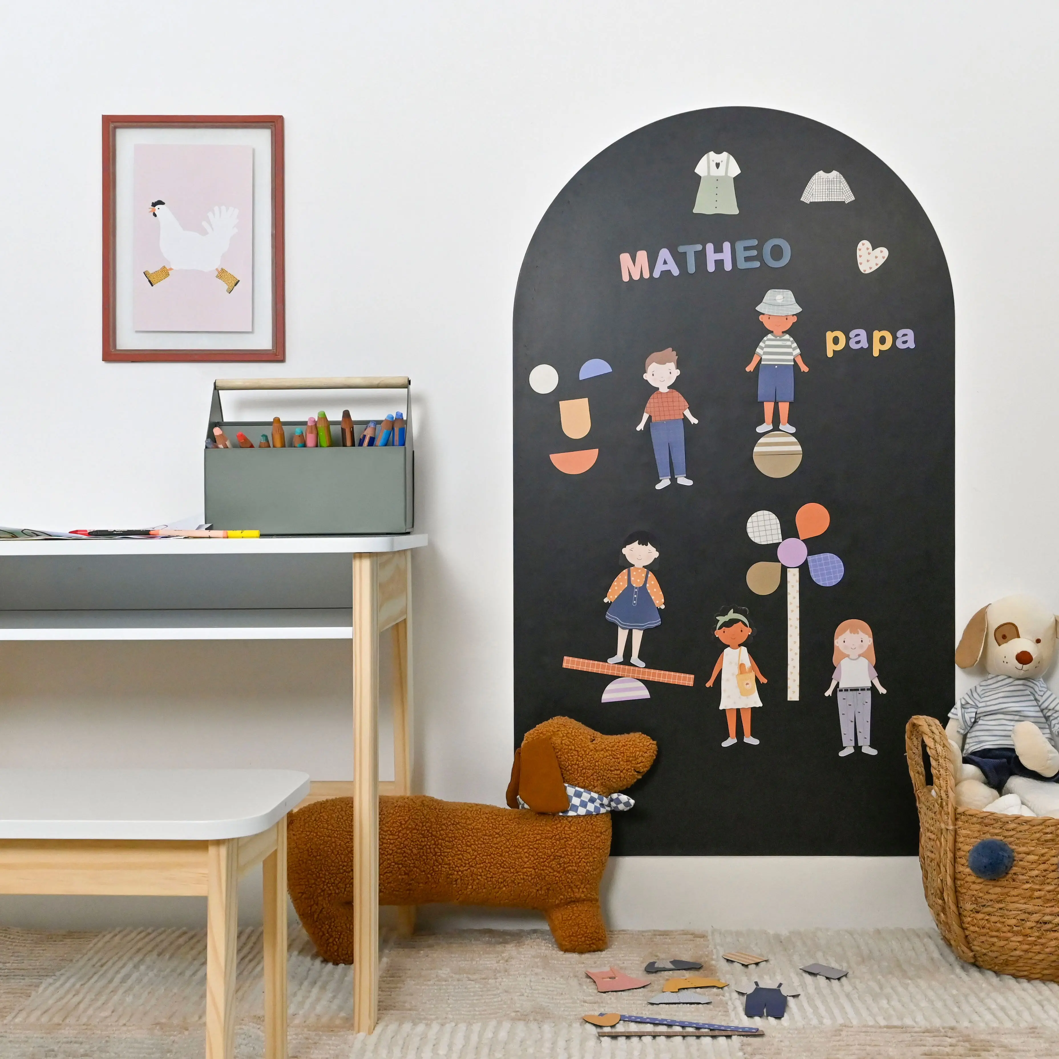 Black Arch Magnetic Board - 1m x 58cm - Magnetic wall decoration without drilling & modular