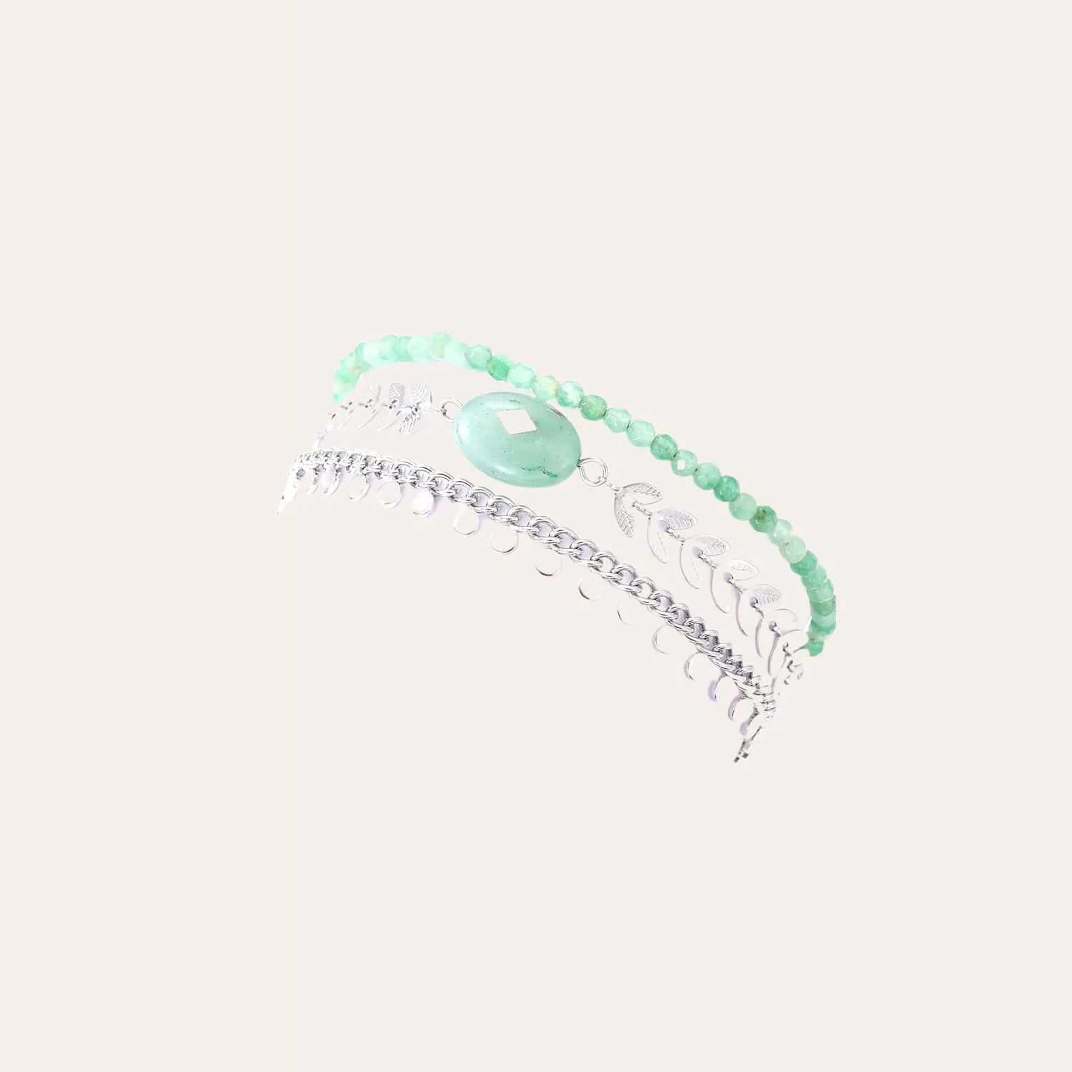 MULTILIAN AVENURINE SILVER BRACELET