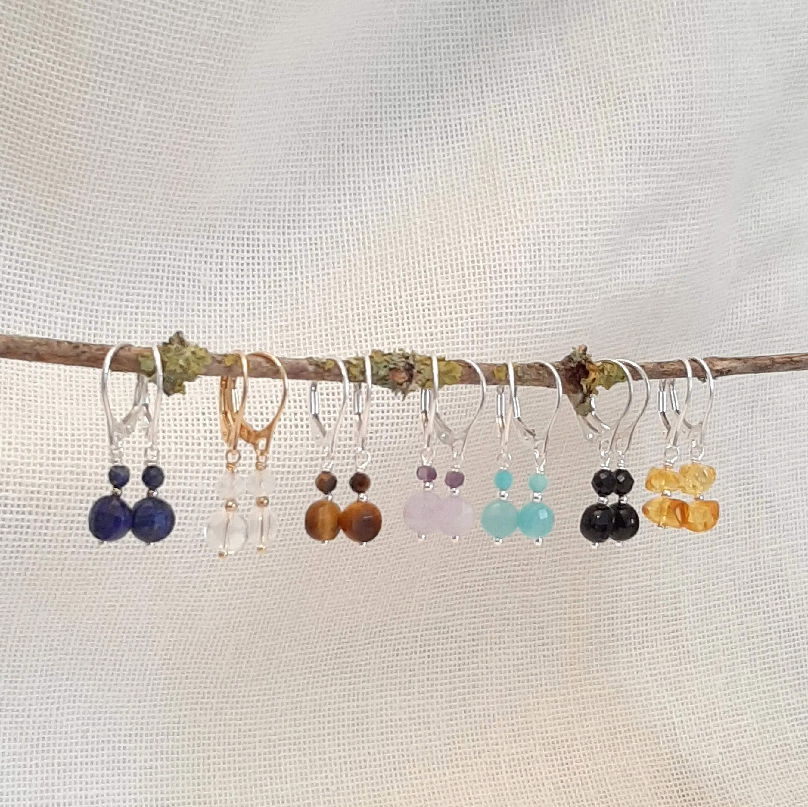 Mayan Natural Stone and 925 Silver Earrings