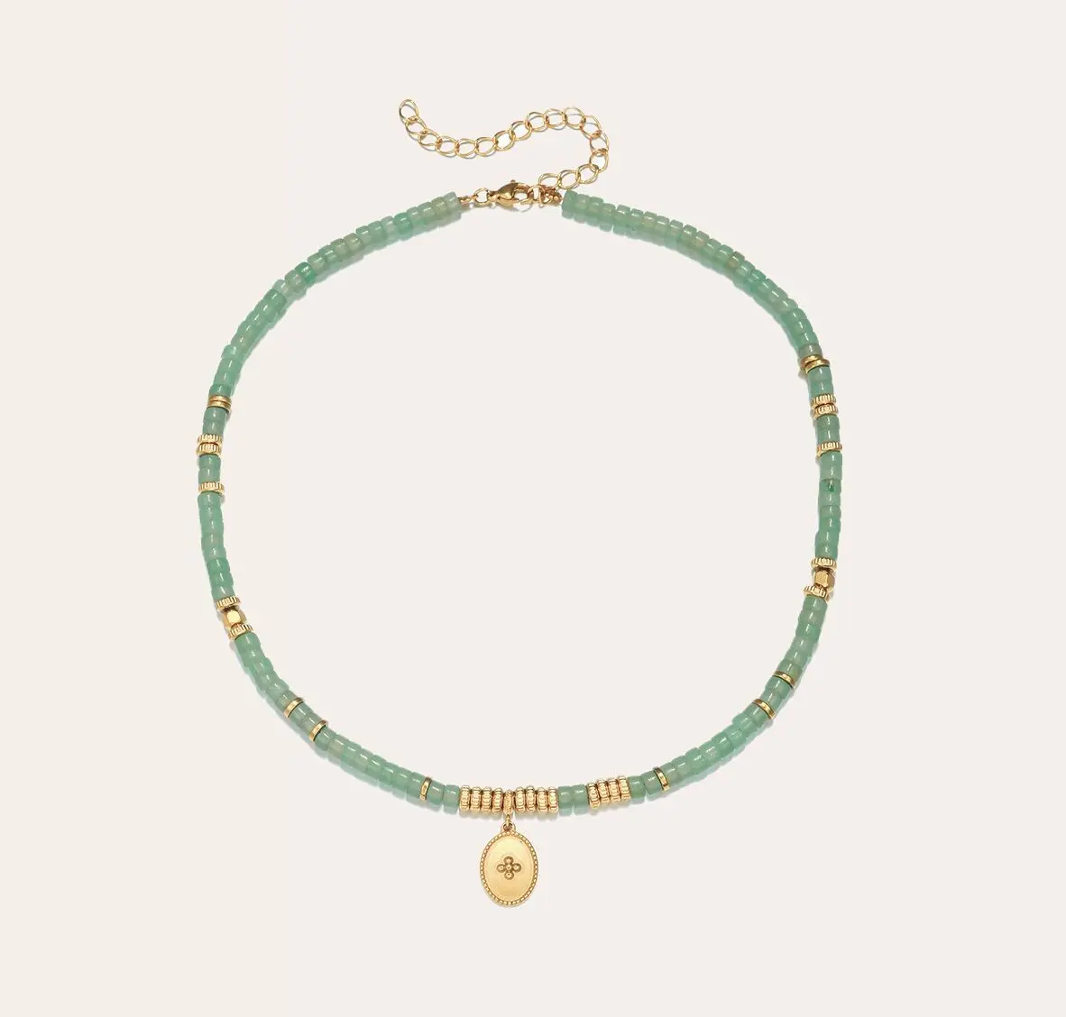 STEEL AND AVENTURINE NECKLACE