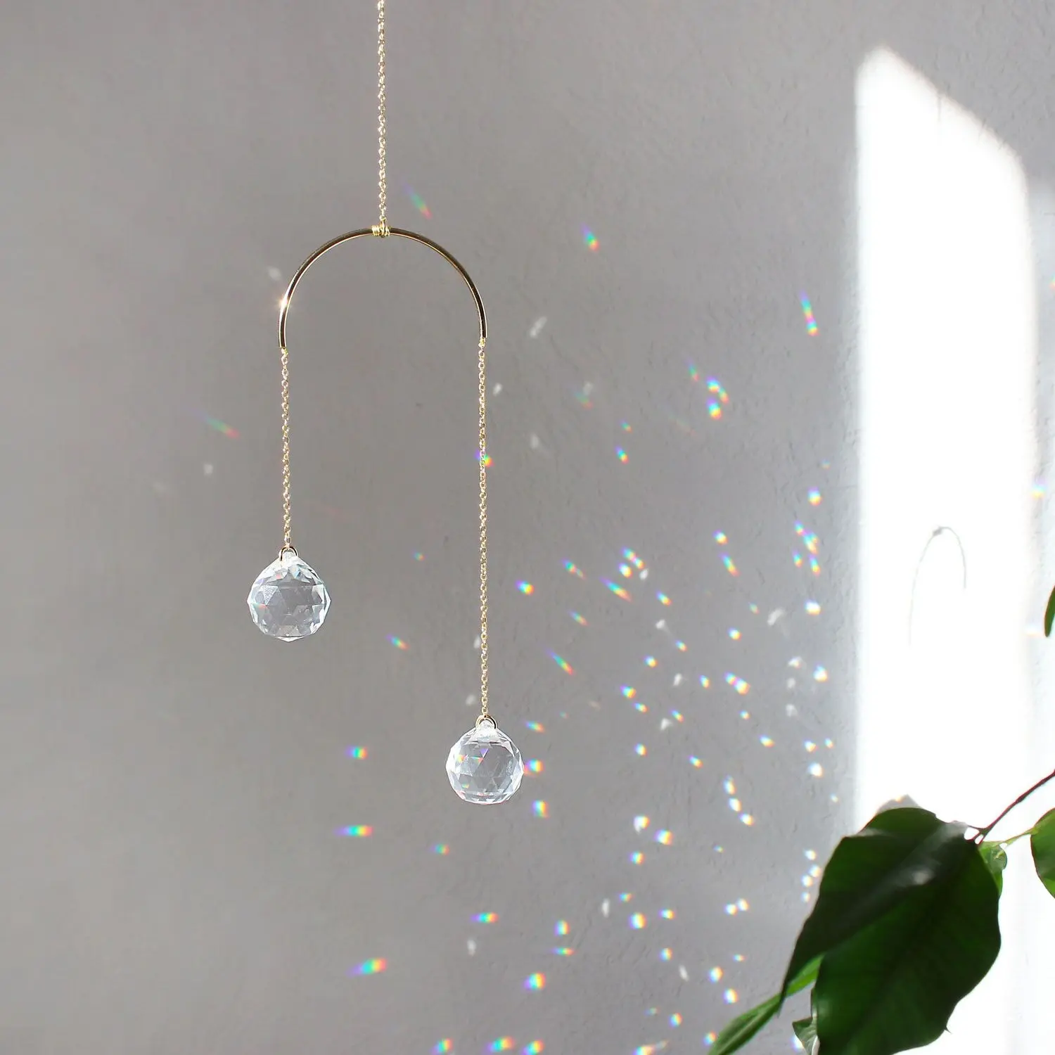 Sun catcher, double geometric suncatcher, interior decoration for window, minimalist sun catcher