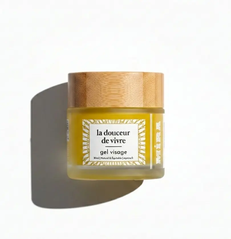 Notre gel naturel pour nourrir et hydrater - La douceur de vivre - Gel visage hydratant made in France, tout doux à l'odeur de prune et frangipane