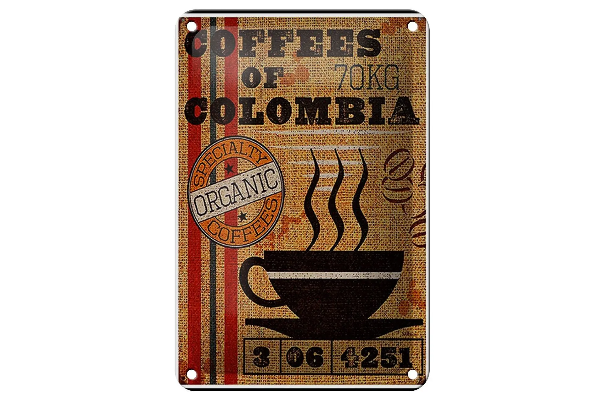 Tin sign coffee 12x18cm coffees colombia organic coffee decoration