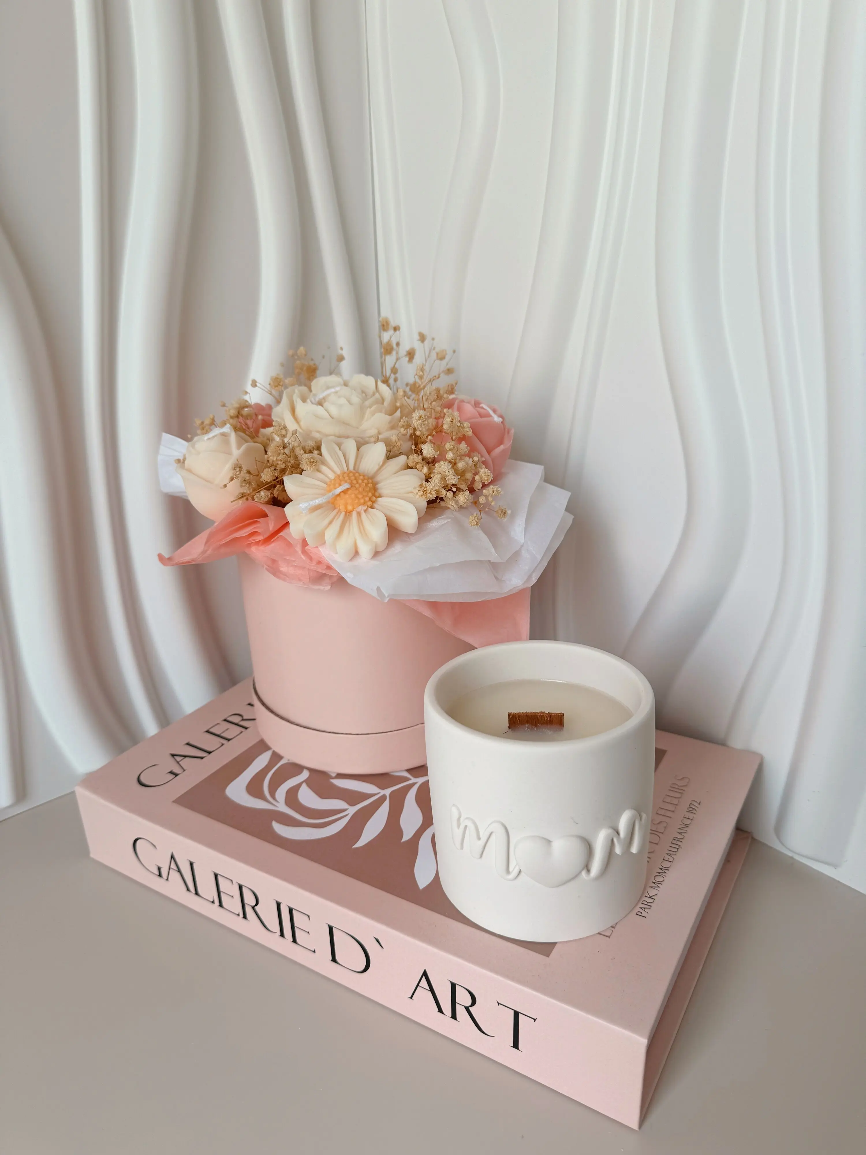 Limited edition Mother's Day candle handmade pot in jesmonite and soy wax scent of your choice