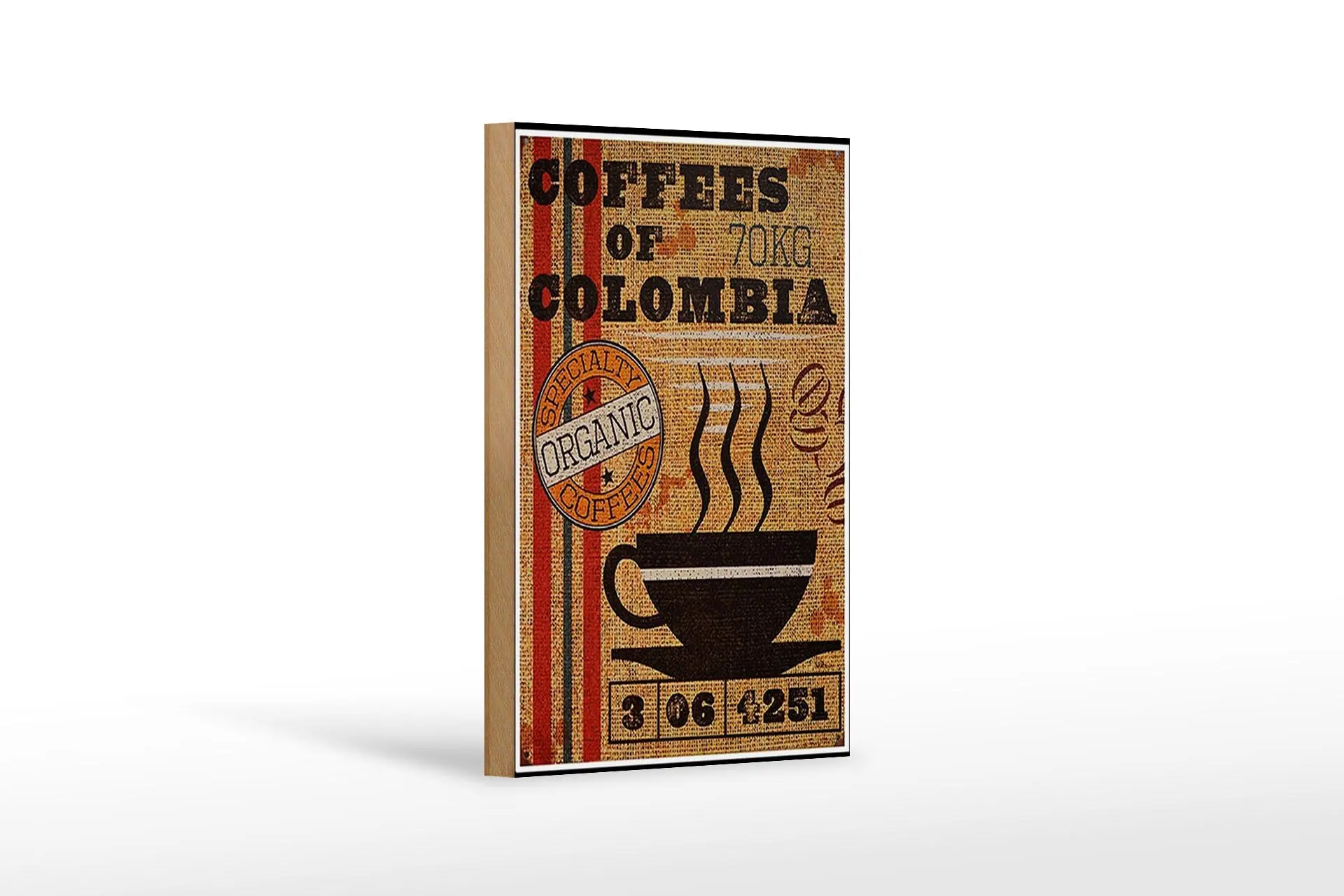 Wooden sign coffee 12x18 cm coffees colombia organic coffee decoration
