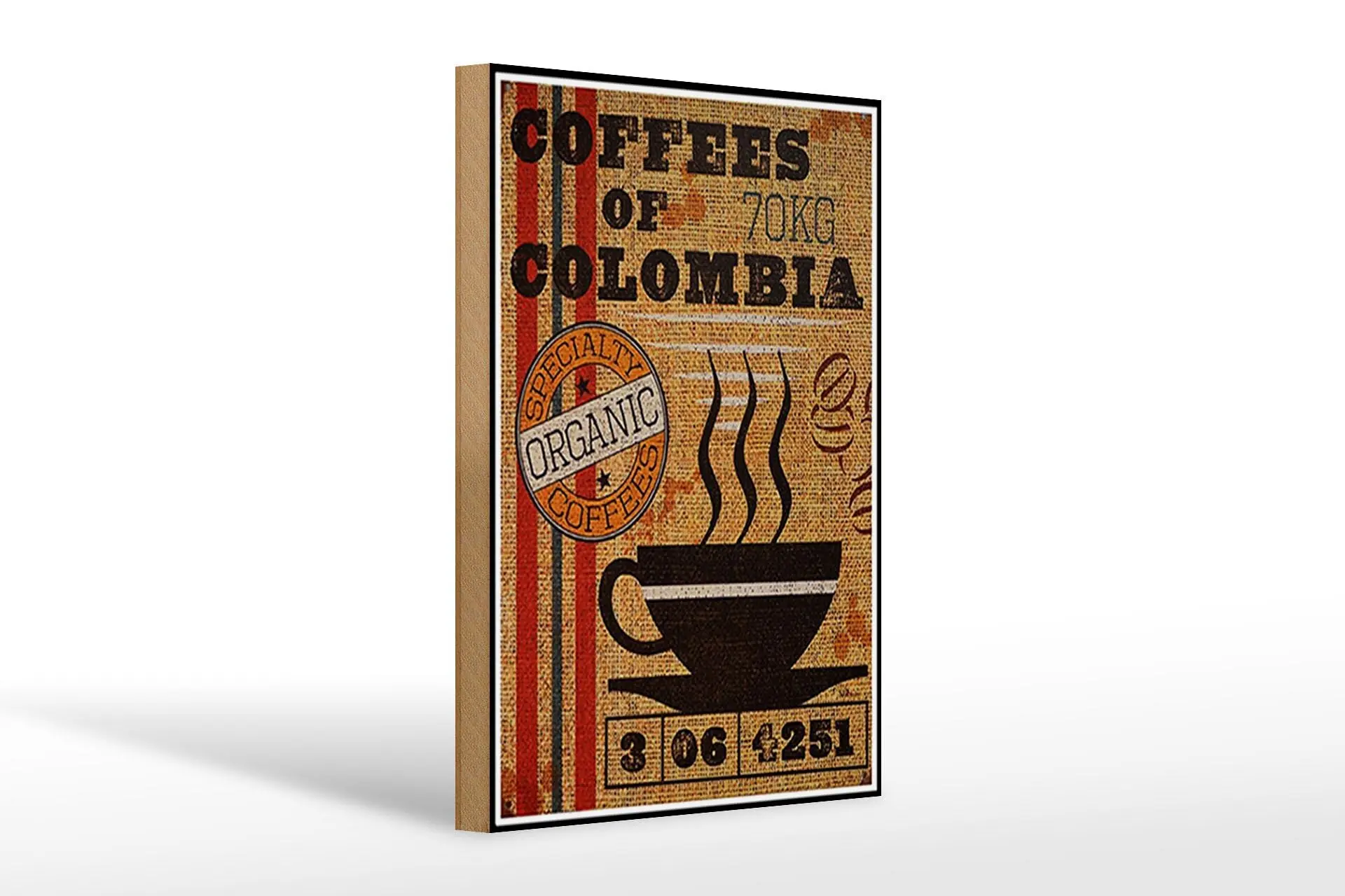Wooden sign coffee 20x30cm coffees colombia organic coffee