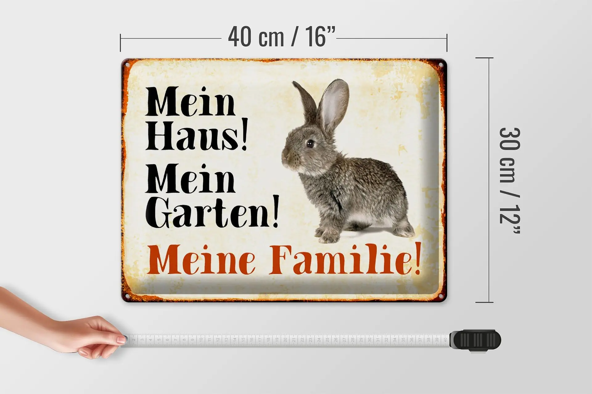 Blechschild Tiere 40x30cm Hase mein Haus Garten Familie