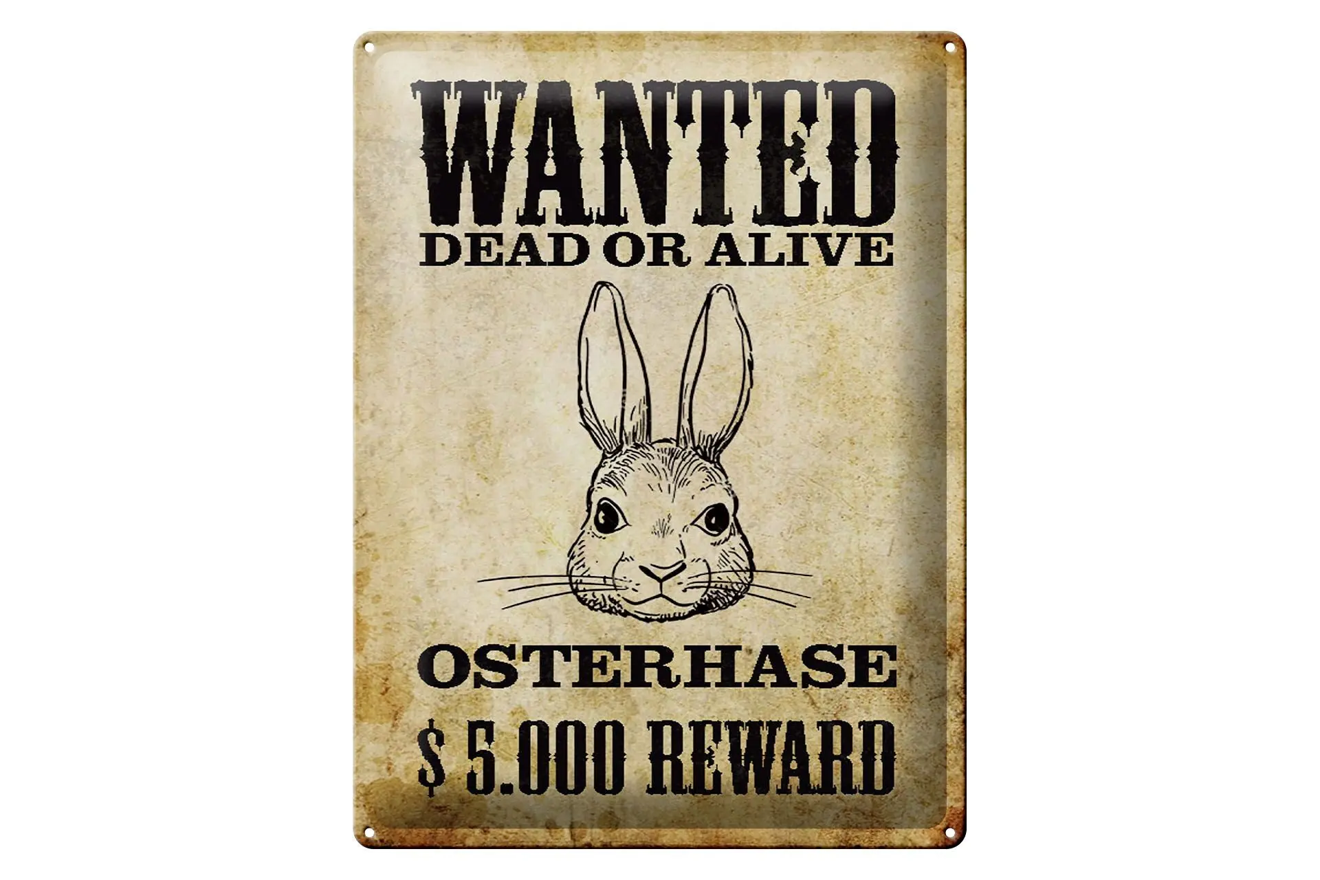 Cartel de chapa animales 30x40cm Se busca regalo de conejito de Pascua