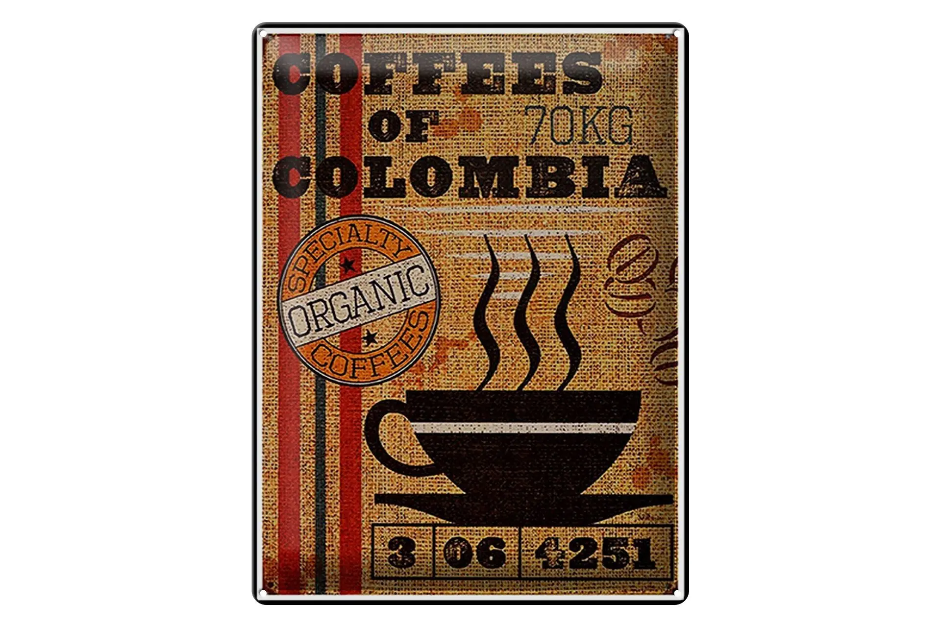 Metal sign coffee 30x40cm coffees colombia organic coffee