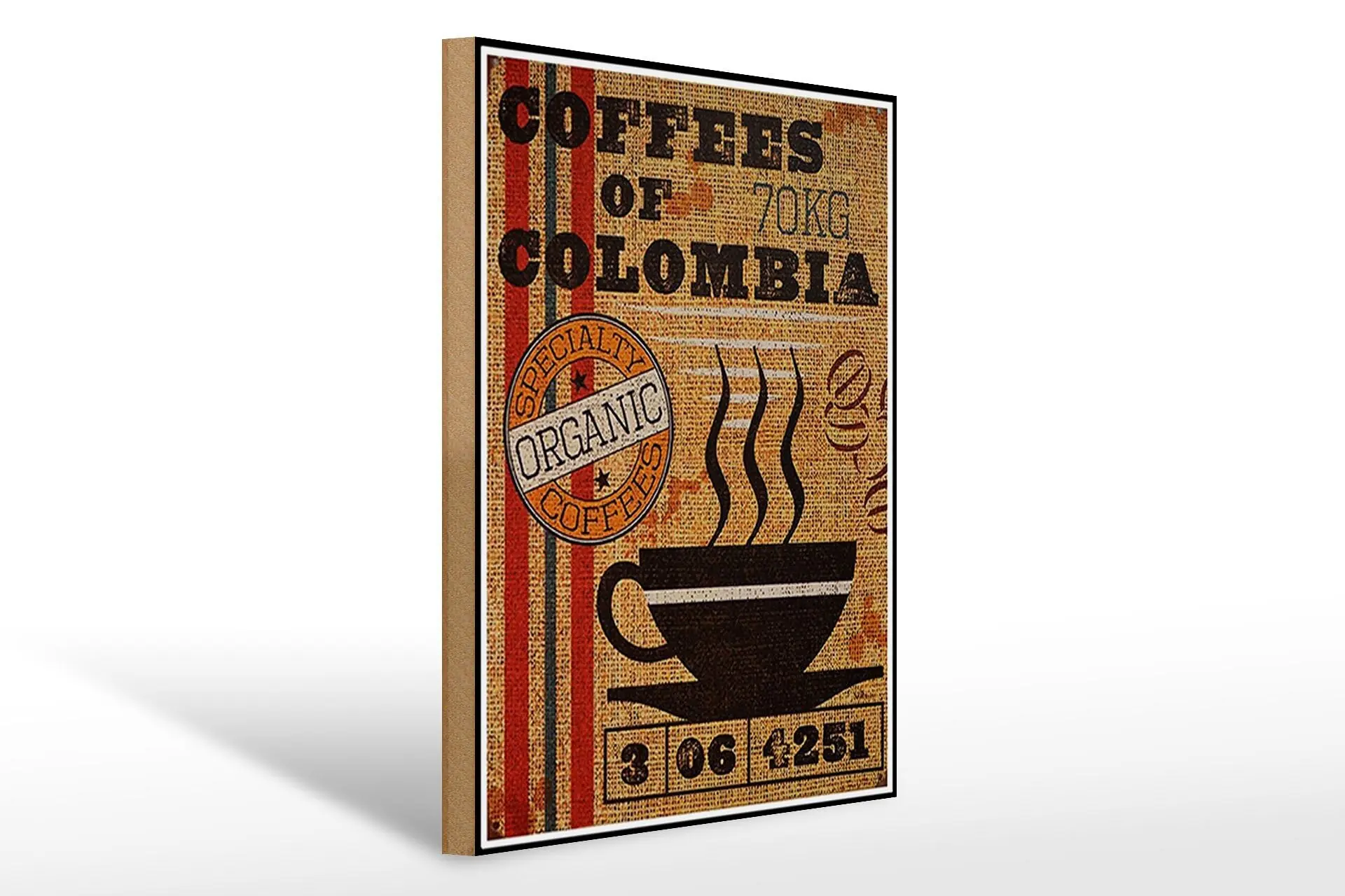 Wooden sign coffee 30x40cm coffees colombia organic coffee