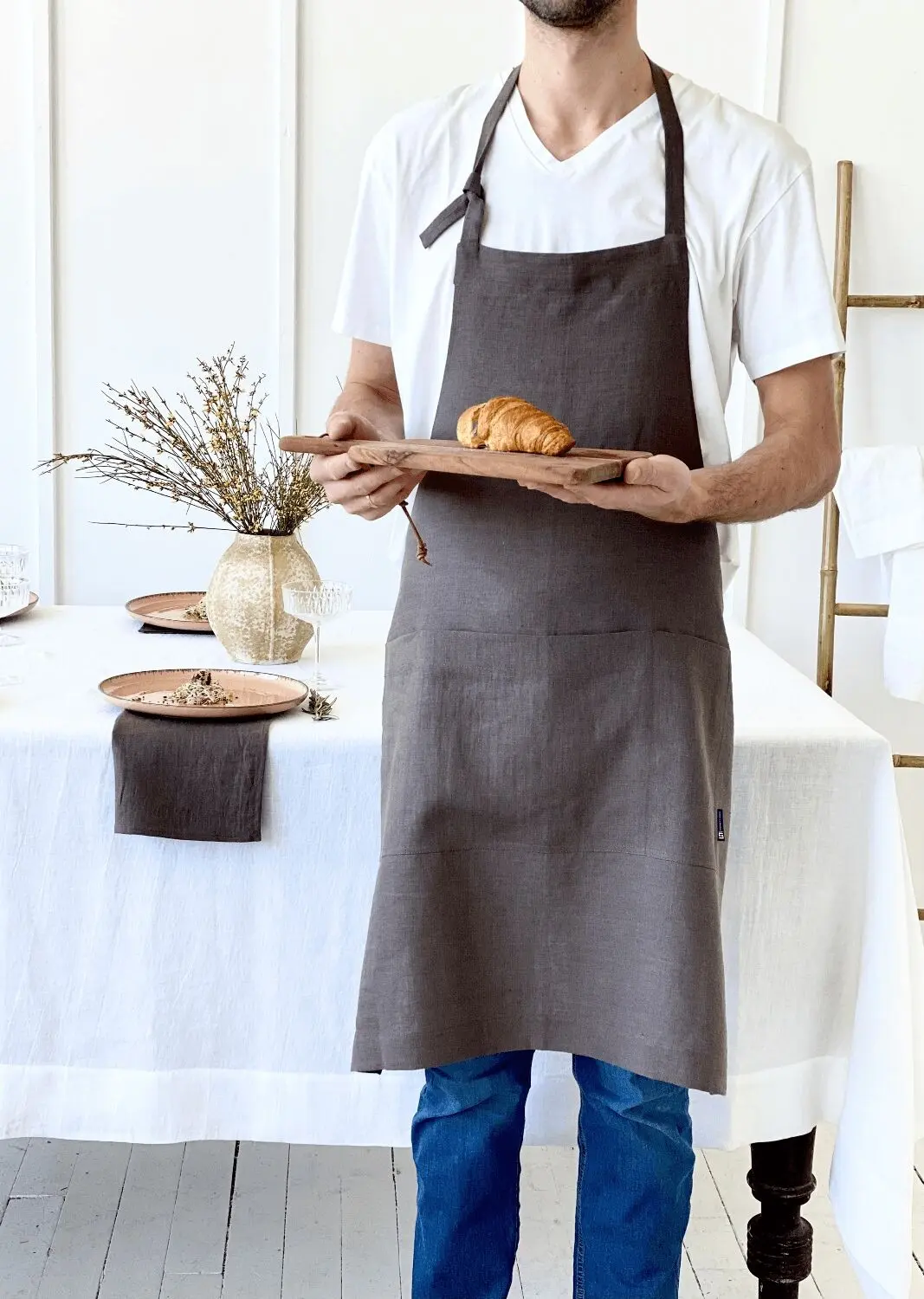 Linen Aprons - Soft Linen Kitchen Aprons for Women and Men