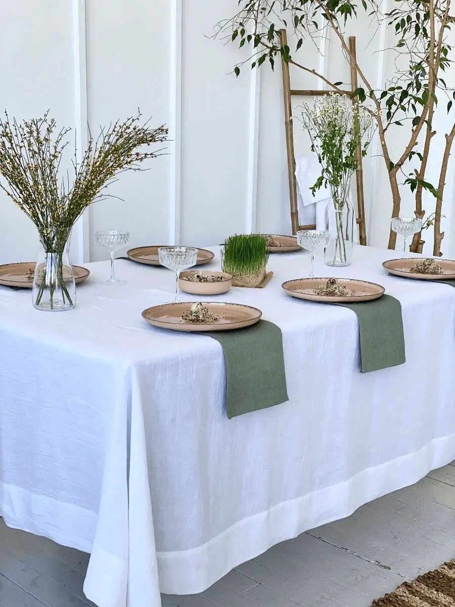 Linen Tablecloth with Luxury 10cm Hem