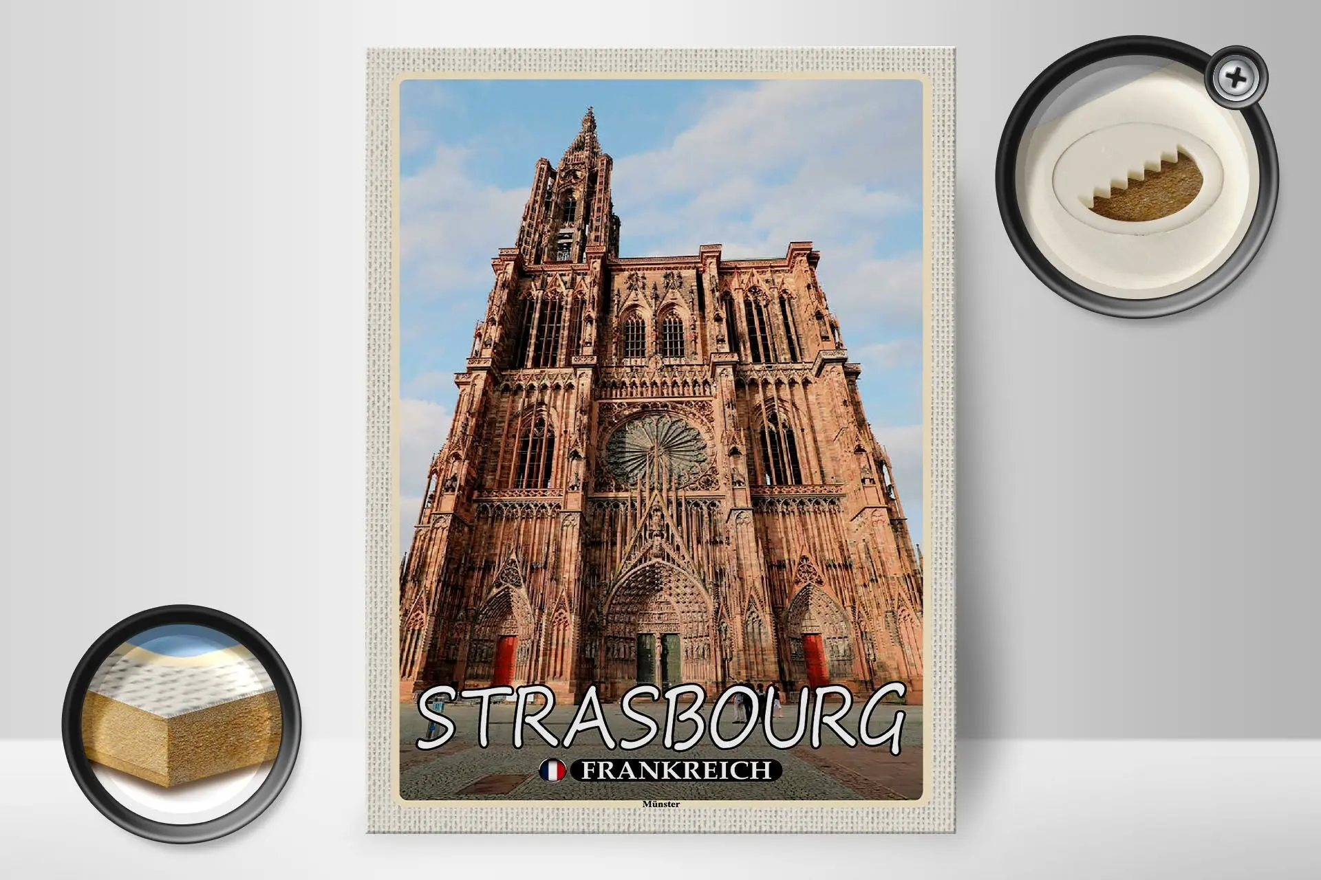 Buy wholesale Wooden sign travel 30x40cm Strasbourg France Münster