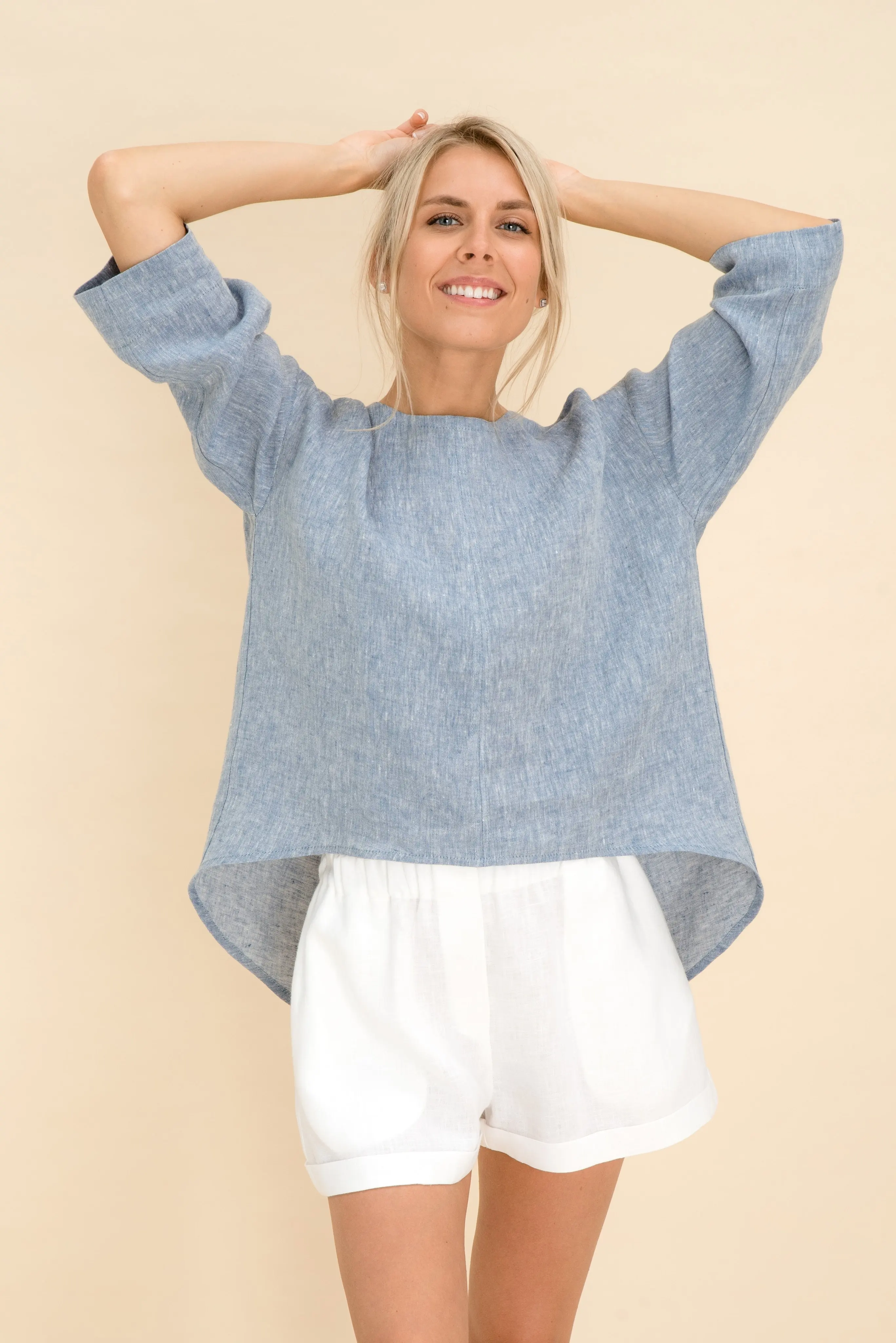 Linen Oversize Top with Sleeves