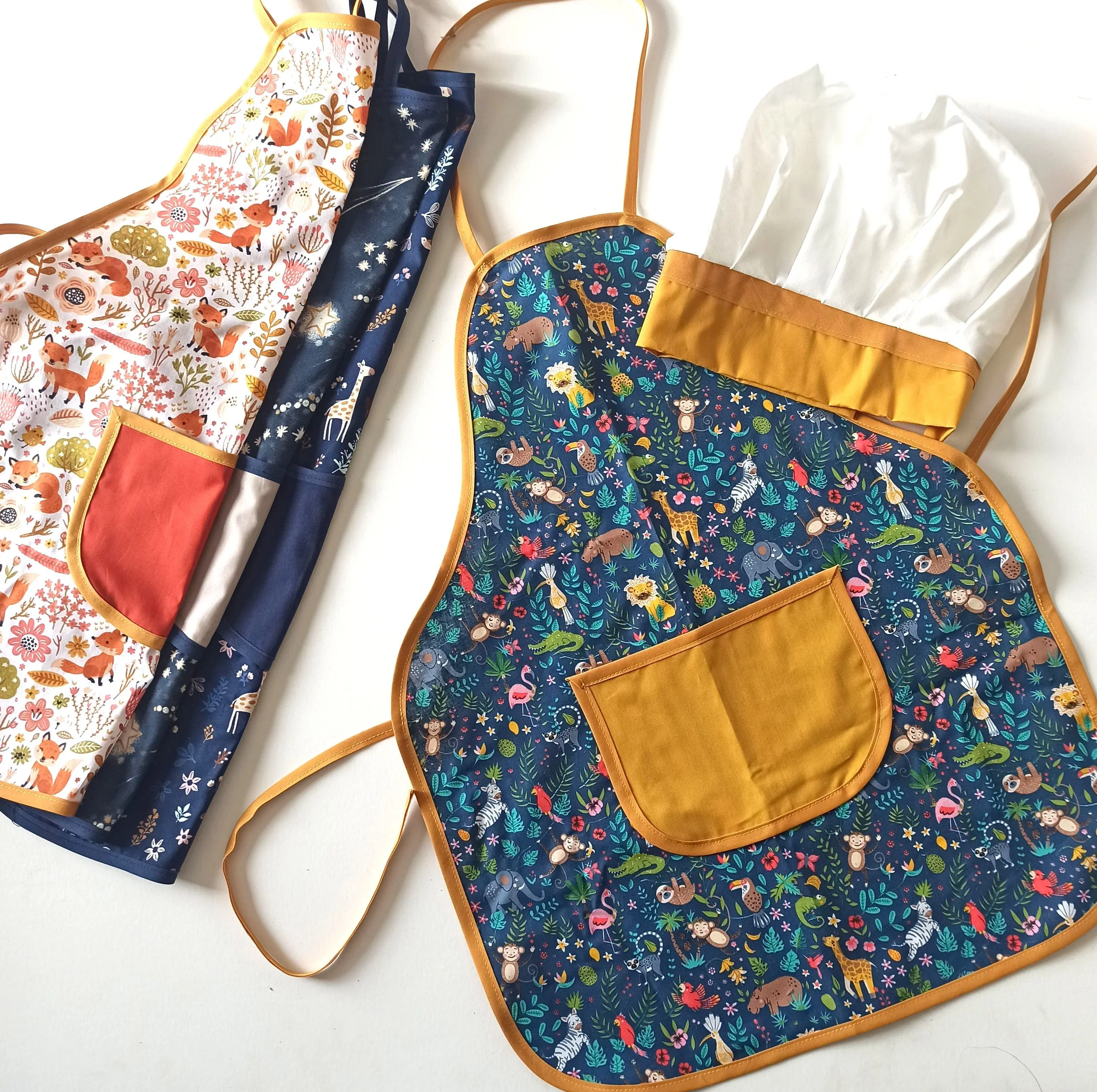 Children's Apron - Chef's Hat + Apron Set - Jungle Pattern