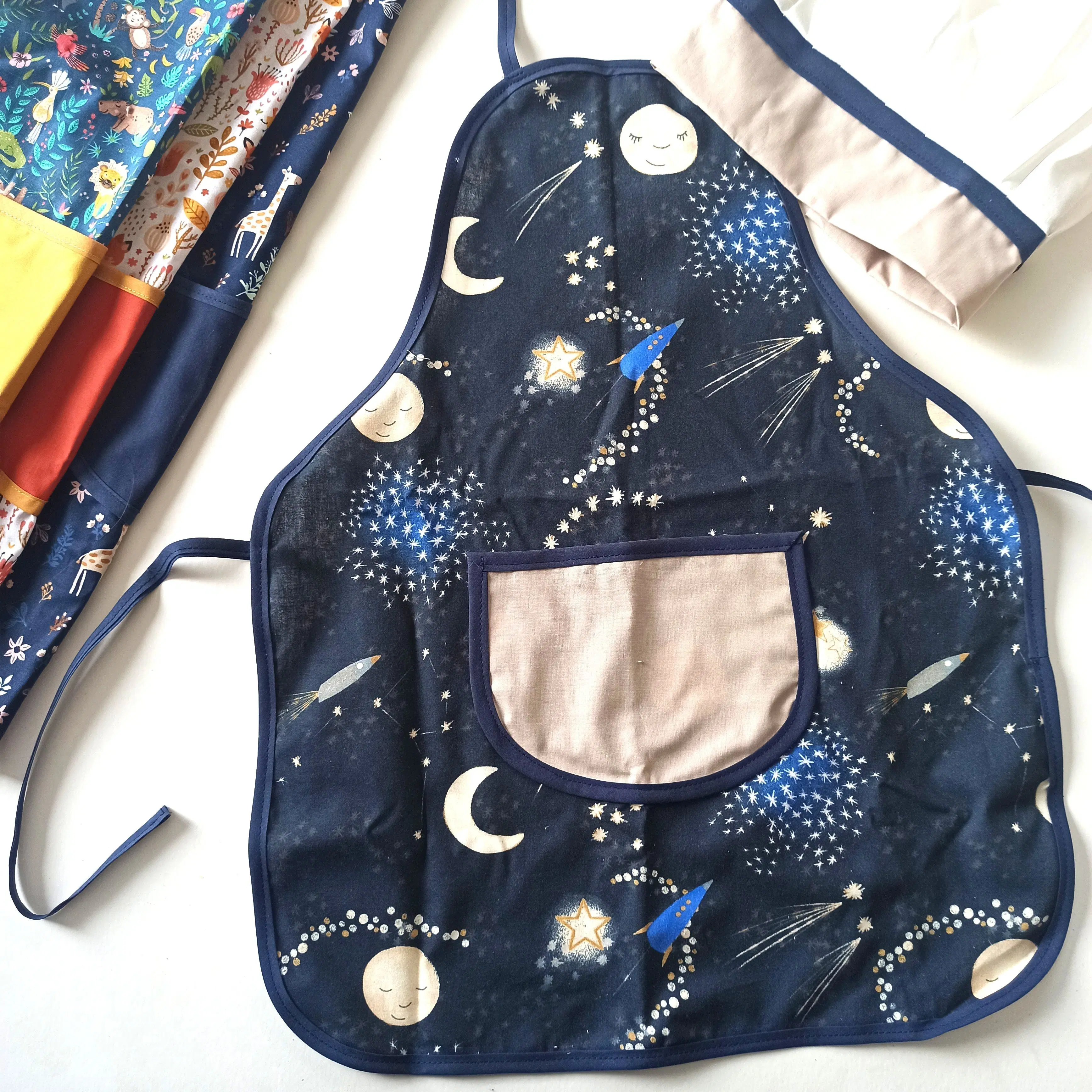 Children's apron - Chef's hat + apron set - Space pattern