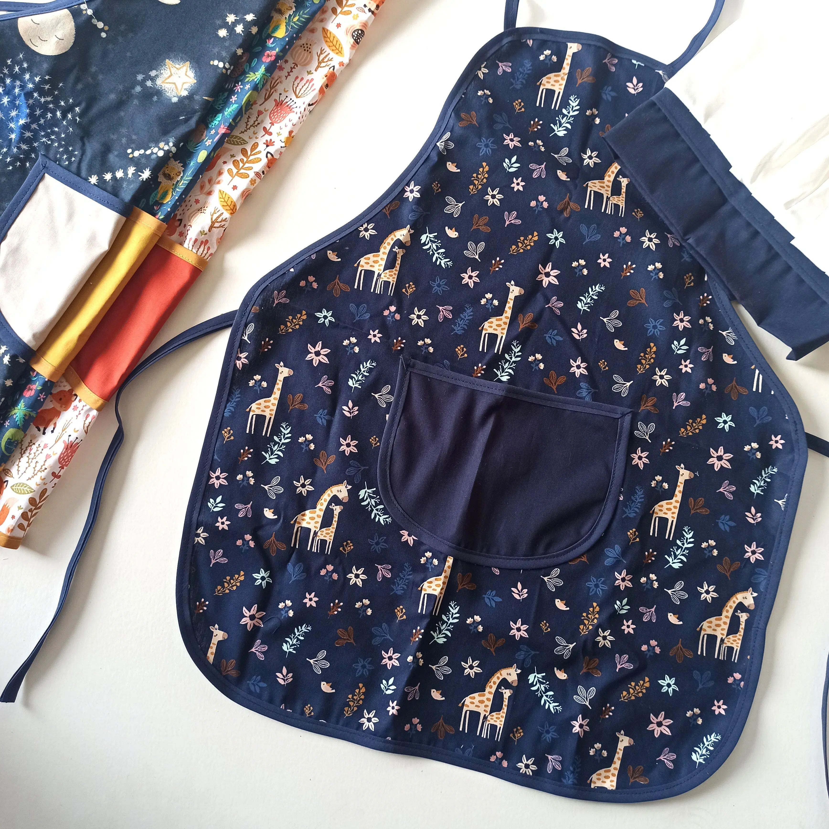 Children's Apron - Chef's Hat + Apron Set - Giraffe Pattern