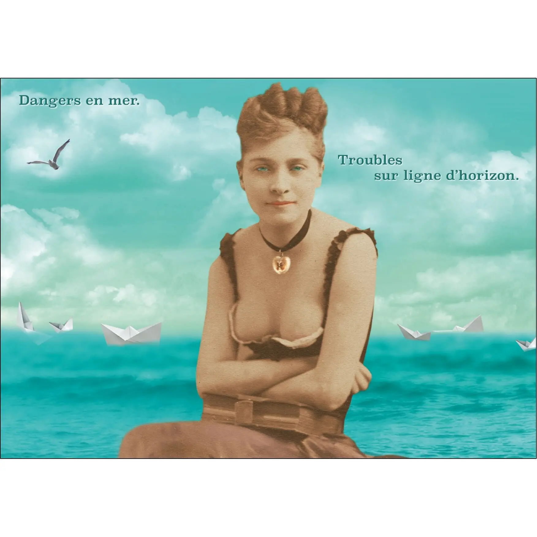 Postcard - Dangers at sea. Troubles on the horizon