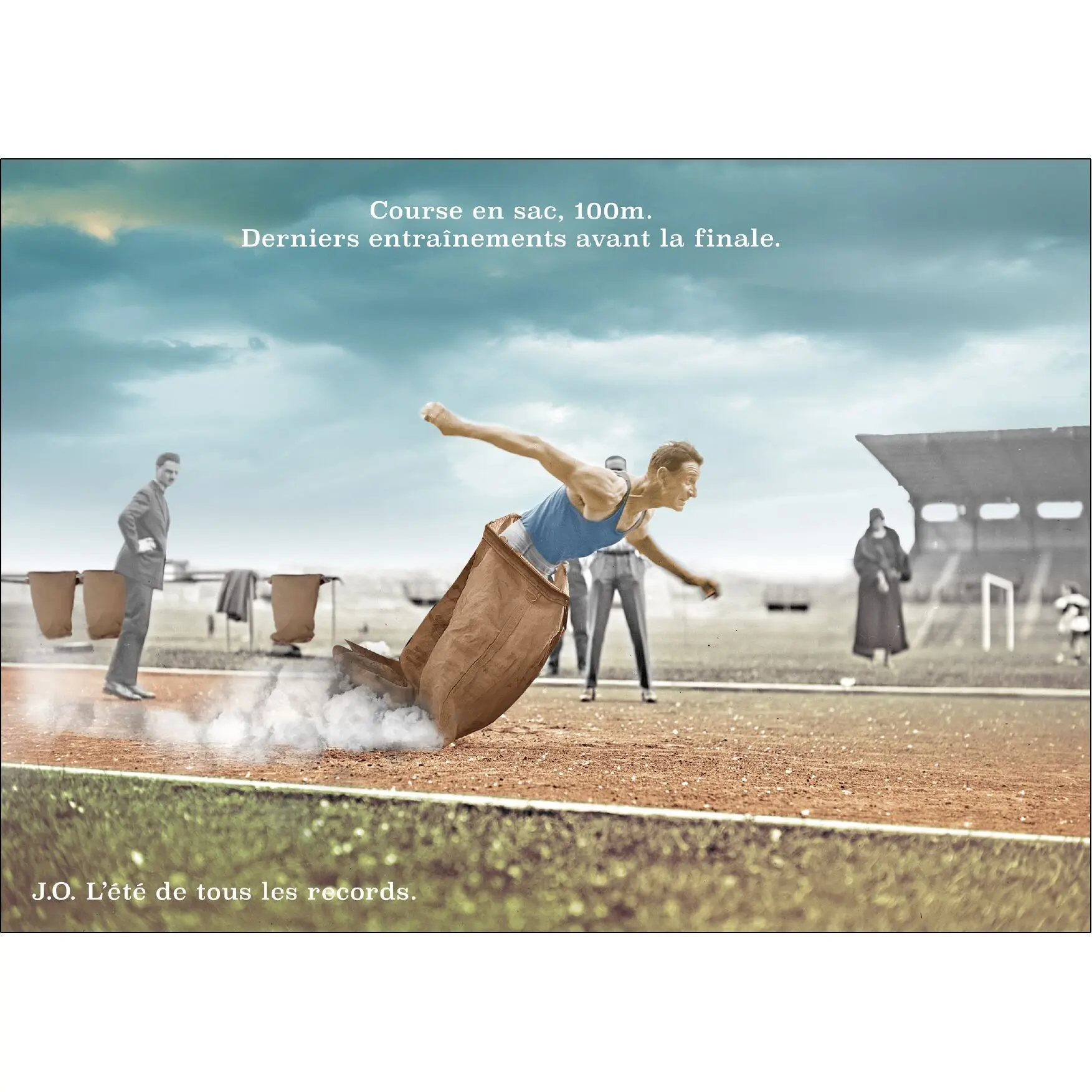 Postcard - Sack races, 100m.